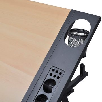 DOTMALL Zeichentisch höhenverstellbar, neigbare Tischplatte, mit Hocker und 2 Schubladen