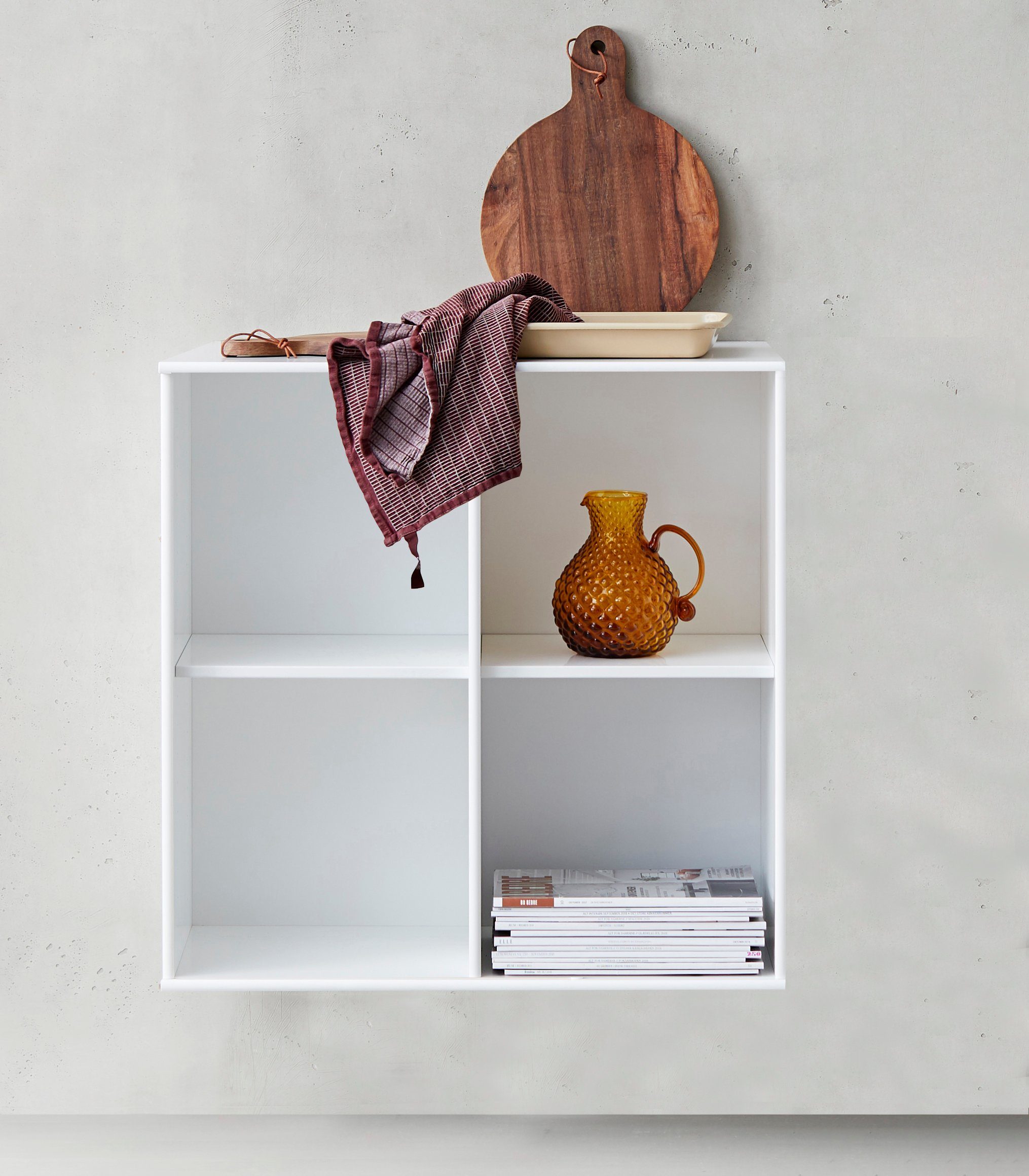 Hammel Furniture Weiss Wandmontage/Freistehend, Kubus | T:27 Hochwertig B:69 cm. anpassungsbar 1-tlg., Mistral 025, Designmöbel Bücherregal cm, Wandregal, Weiss Hängeregal