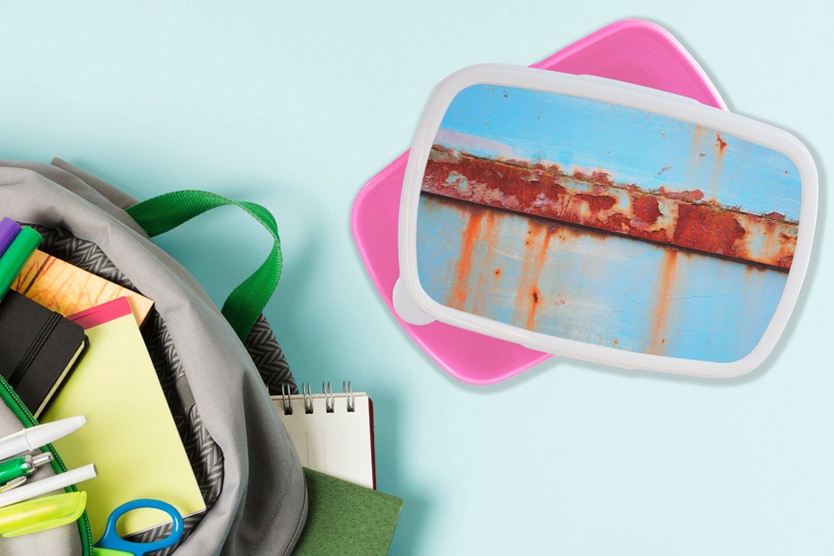 Brotbox Stahl, Erwachsene, Lunchbox rosa Metalle (2-tlg), Snackbox, Rost MuchoWow Kinder, Kunststoff, für Kunststoff Vintage Mädchen, - - Brotdose -
