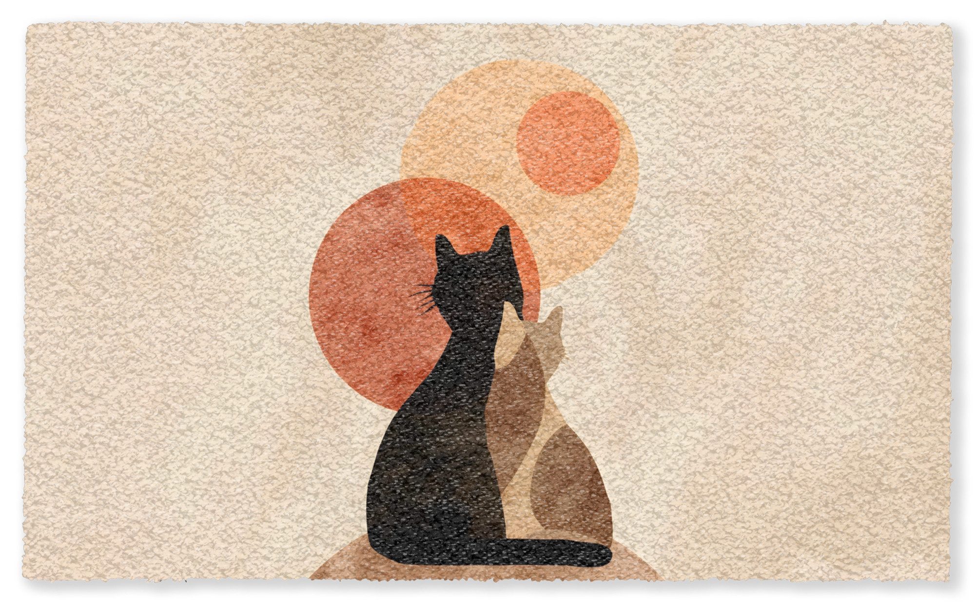 OnlyWow Teppich Katzen - Schwarz - Abstrakt - Kreise, Rechteckig, Schlafzimmer, Modern, Carpet, Kurzflor 150x90 cm