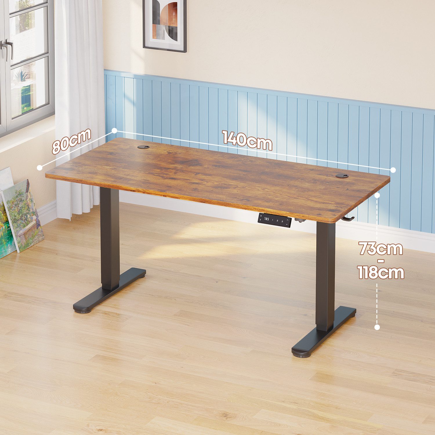 HOMALL Schreibtisch Höhenverstellbarer Schreibtisch mit 3 Höhen-Speicherfunktionen (Mehrere GrdBen 120/140/160/180/200 cm mit 1 USB-Ladanschlus Tischplate mit einerTiefe von 80 cm Der Tisch besteht aus ver Tischplaten)