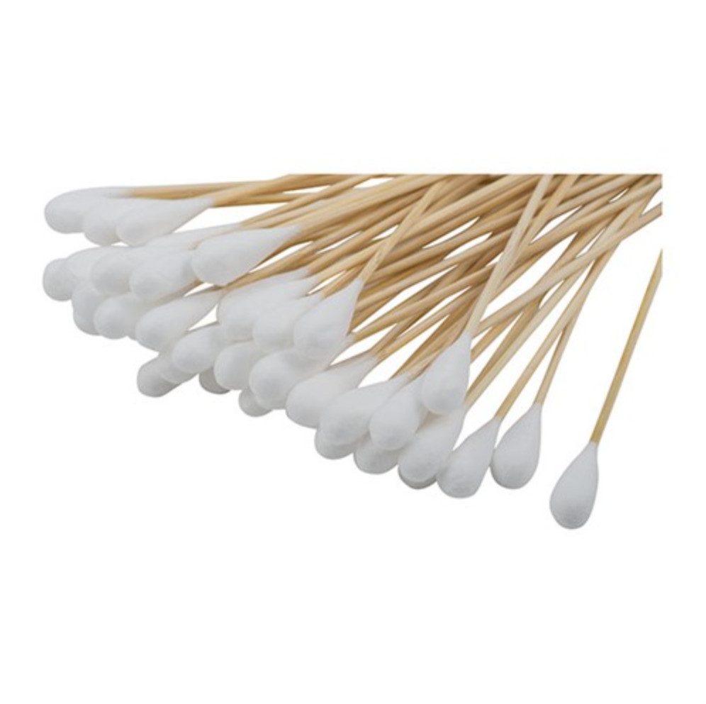 DocMed Wattestäbchen MEDI-WOOD Holz 15 cm lang, Ø 2,5 mm, Wattekopf Ø 10 mm (50 Stck), Hygienische Einweg-Nutzung, 50-St., Hautfreundliche, weiche Watte