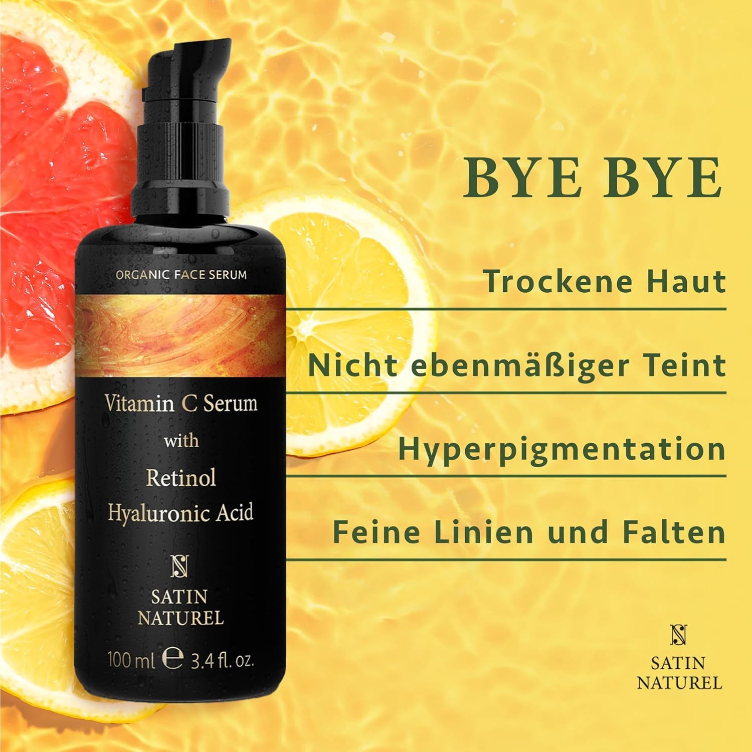 Satin Naturel Gesichtsserum Vitamin ACE Bio Serum hochdosiert 100ml, 1-tlg., Vegan