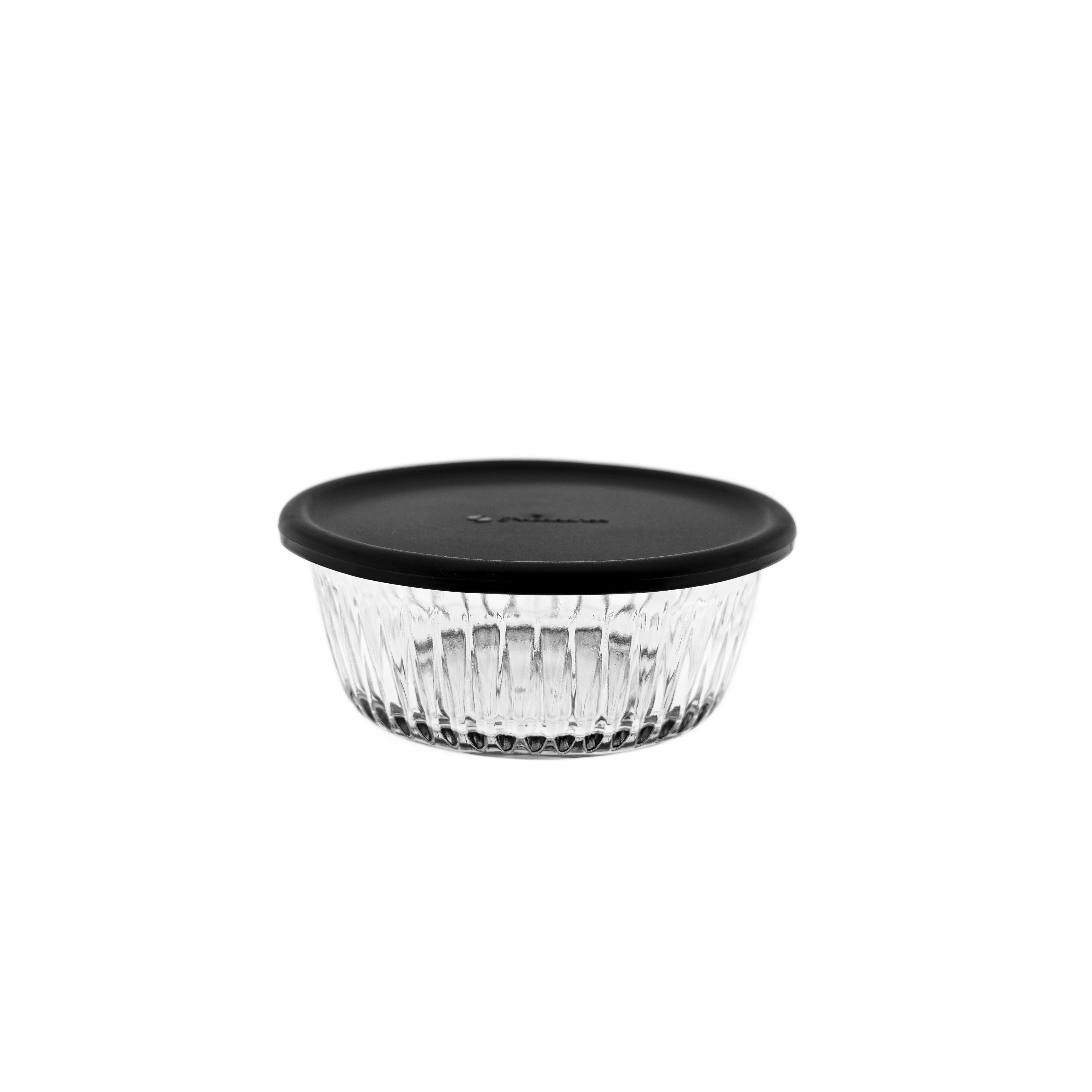 Pasabahce Schale Frezya Aufbewahrungsbehälter mit grauem Deckel 330 ml - 4er Set, (Packung, 8-tlg)