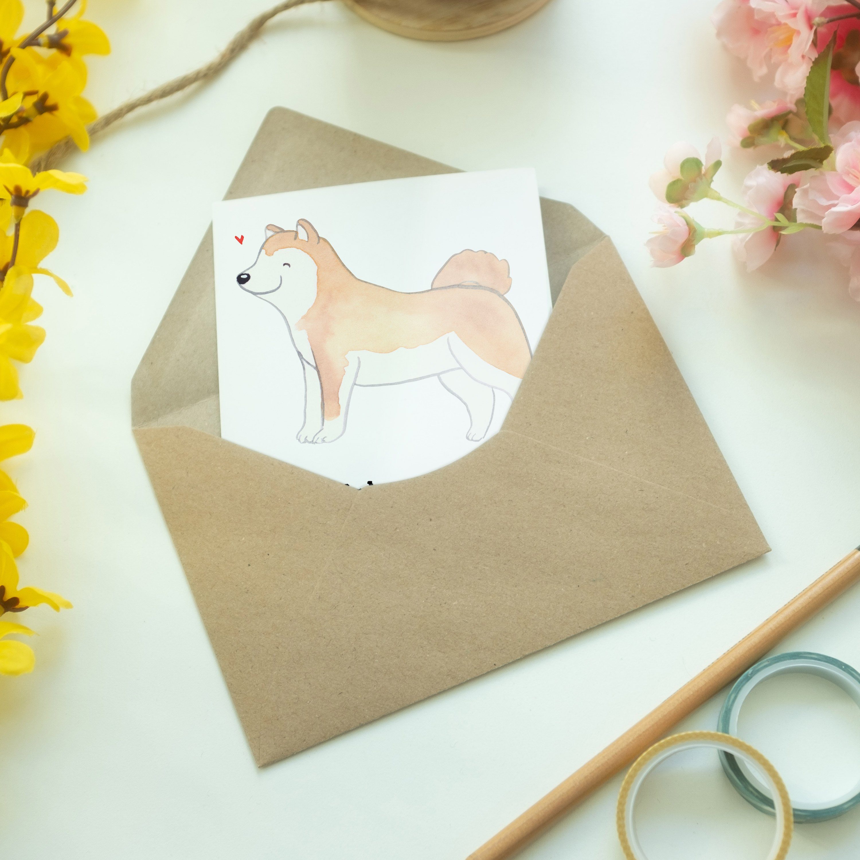Mr. & Karte, Panda Grußkarte Inu Weiß Hundebesitzer, Akita Geschenk, - Mrs. - Einladungsk Moment