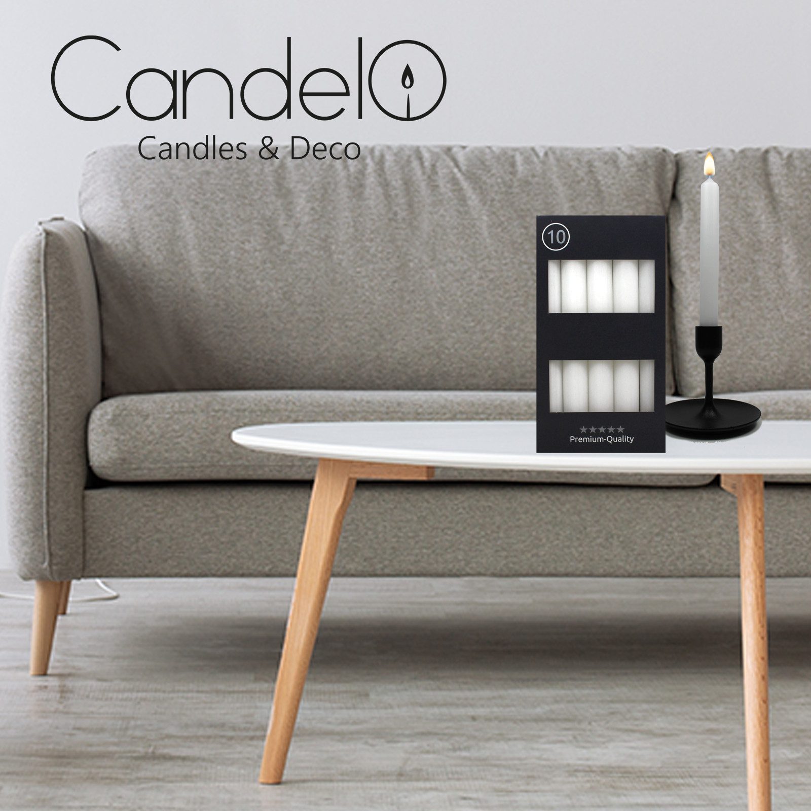 Candelo Tafelkerze 10er Set Tafelkerzen - Kerze Weiß - 18,5cm 7,5 Std Brenndauer, 10er Set Tafelkerzen - Kerze - 18,5cm 7,5 Std Brenndauer - ohne Duft