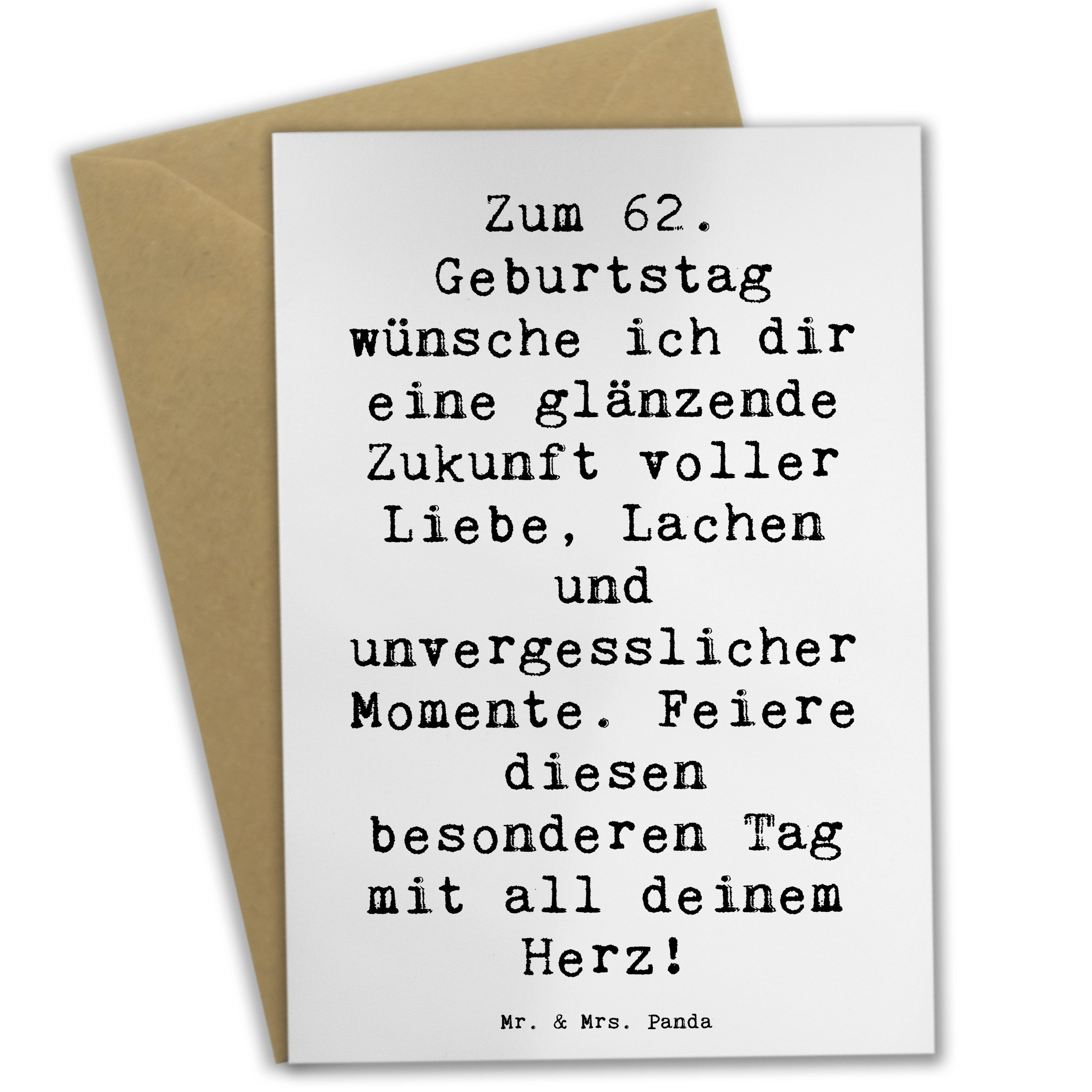 Mr. & Mrs. Panda Grußkarte Spruch 62. Geburtstag Glänzende Zukunft