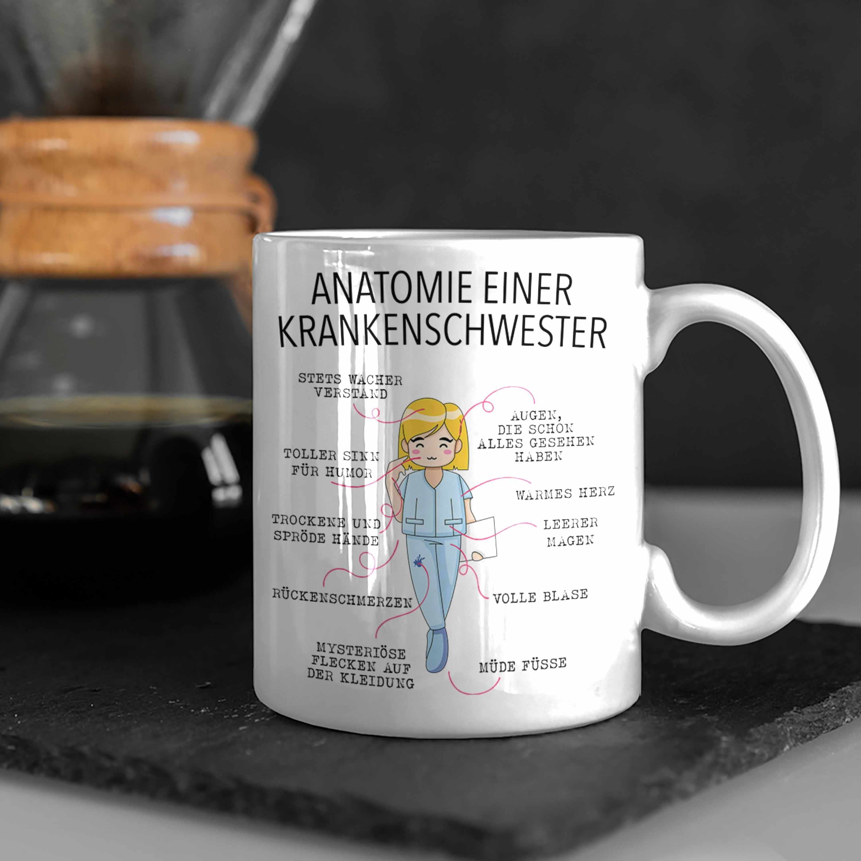 Krankenschwester Lustige Krankenschwester Beste Trendation Tasse Trendation Anatomie Ausbildung Weiss Geschenk - Krankenhaus Geschenkidee Tasse