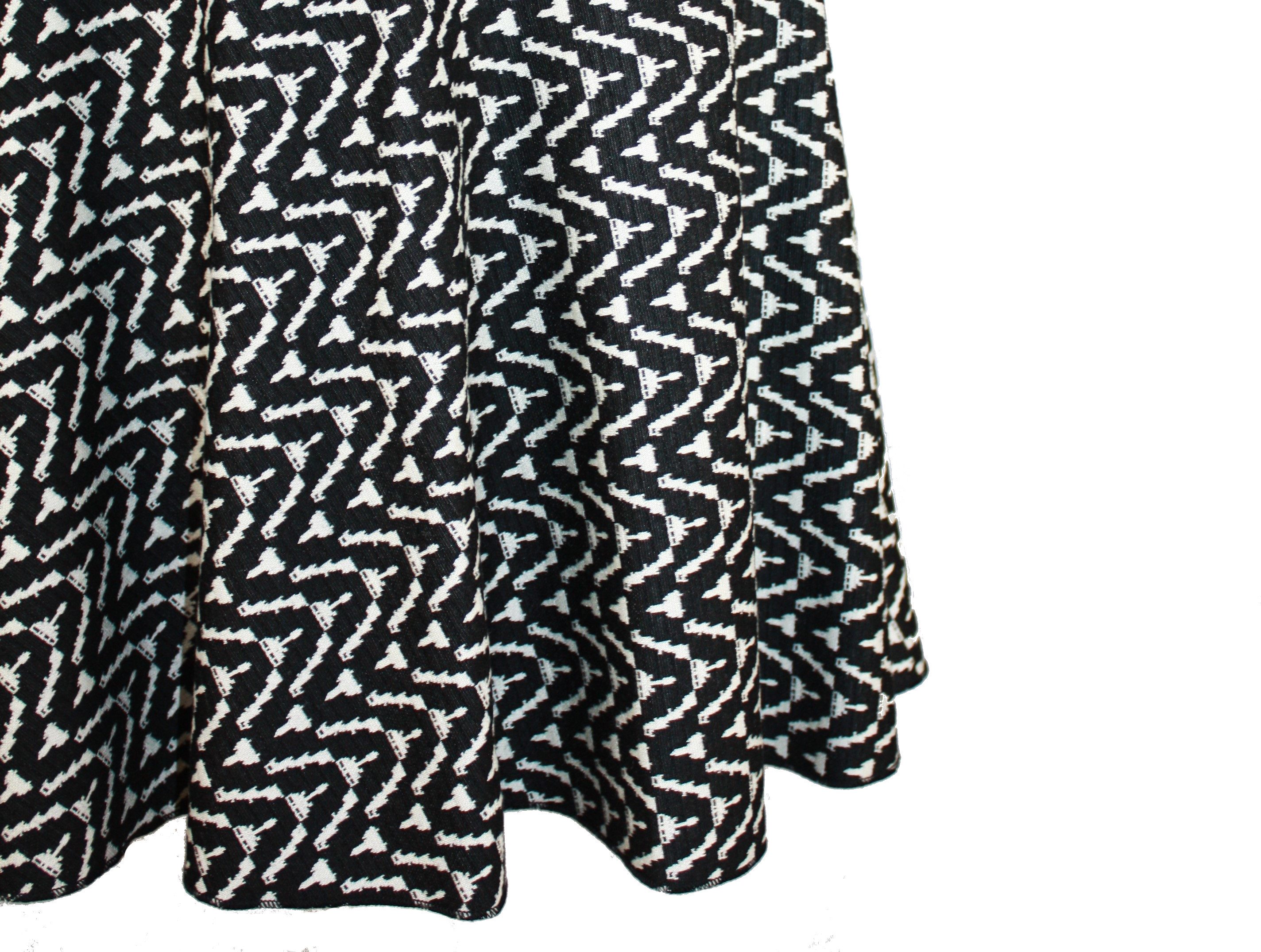 dunkle design A-Linien-Rock Schwarz Ecru Grün 57cm Jacquard Strick elastischer Bund