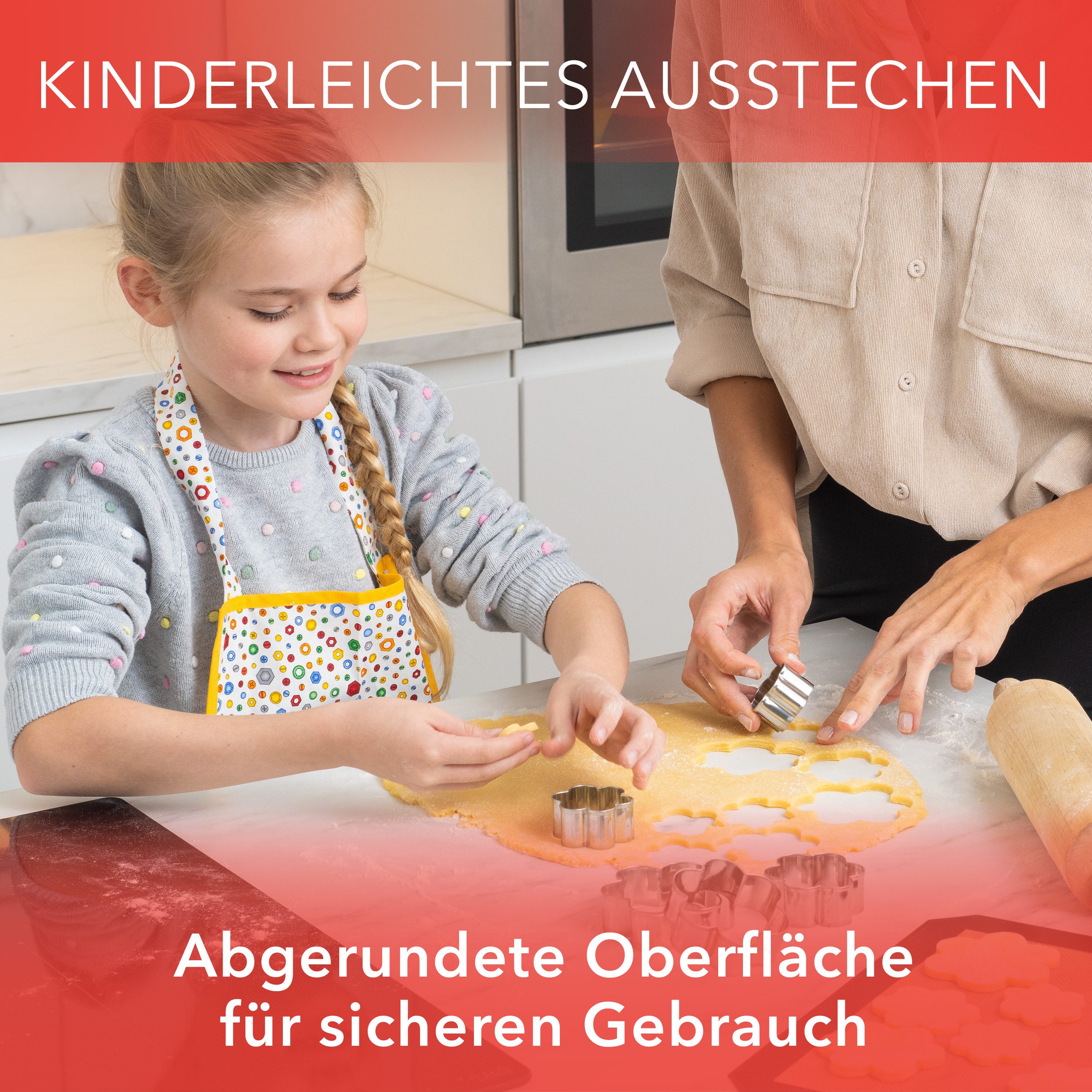 AVANA Ausstechform Edelstahl Blumen Ausstecher Set Weihnachten Plätzchen Keksformen, Edelstahl, (5 Stück), rostfrei, Silber – Bild 3 von 5