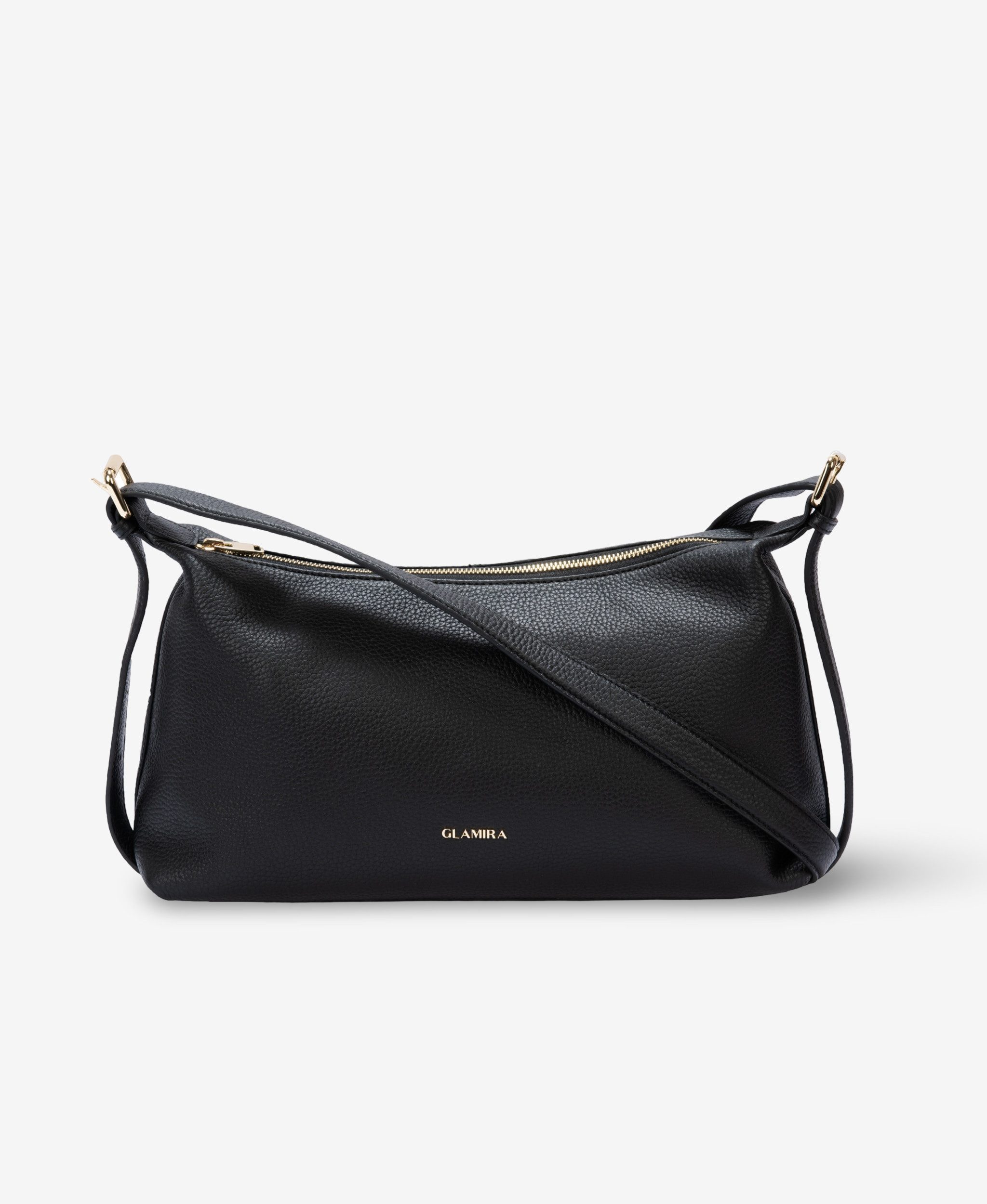 GLAMIRA Handtasche UrbanSphere Schwarze Umhängetasche (1-tlg), echt Leder, mit geräumigem Hauptfach