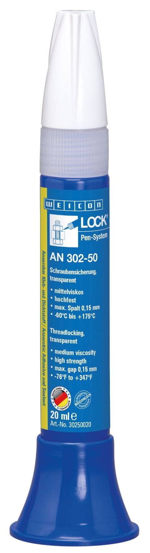 WEICON Schraubensicherung WEICONLOCK® AN 302-50, hochfest, mittelviskos, transparent, (Flasche), schwer demontierbar