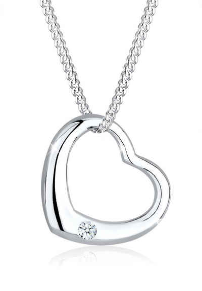 Elli DIAMONDS Collierkettchen Herz Liebe Romantik Diamant (0.03 ct) 925 Silber