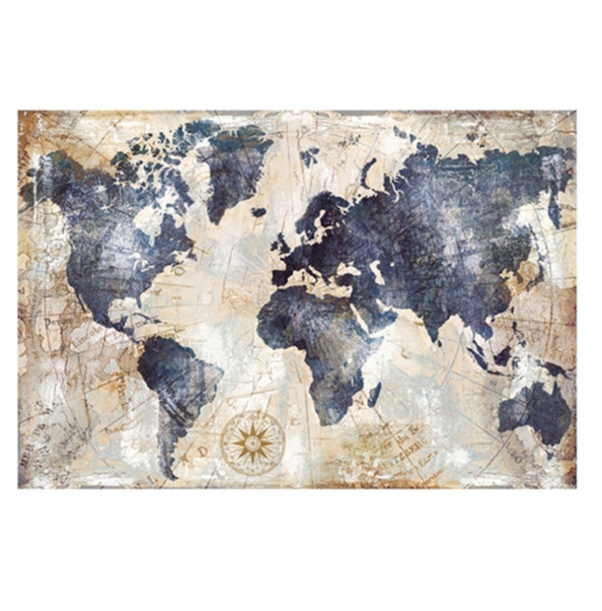 TPFLiving Kunstdruck (OHNE RAHMEN) Плакат - Leinwand - Wandbild, Weltkarte (Motiv in verschiedenen Größen), Farben: Leinwand bunt - Größe: 20x30cm