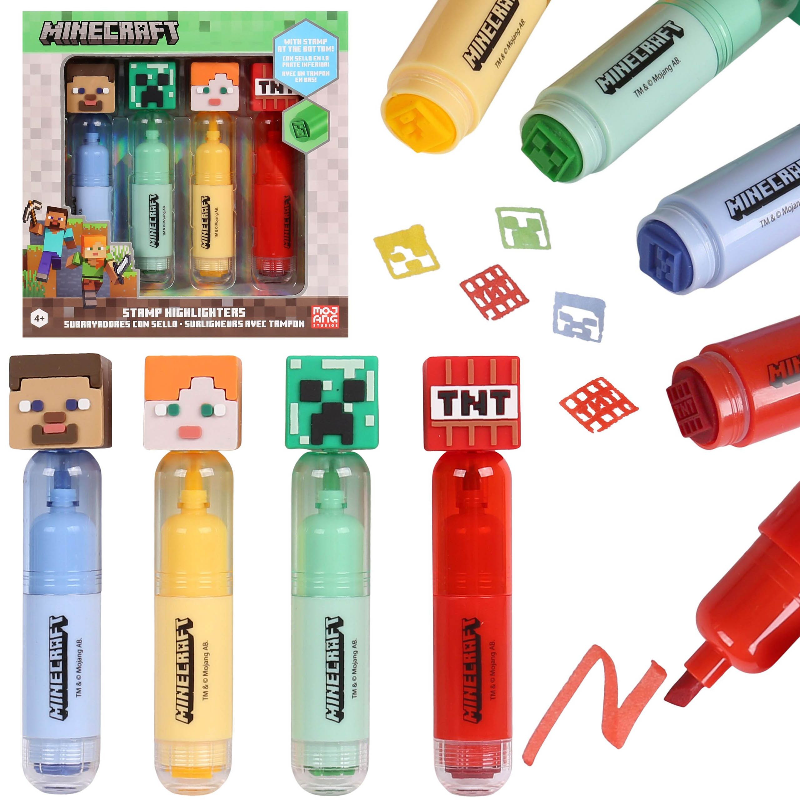 Sarcia.eu Marker Minecraft Creeper Schulmarker MIT STEMPEL Filzstifte FÜR GAMER 4 Stück