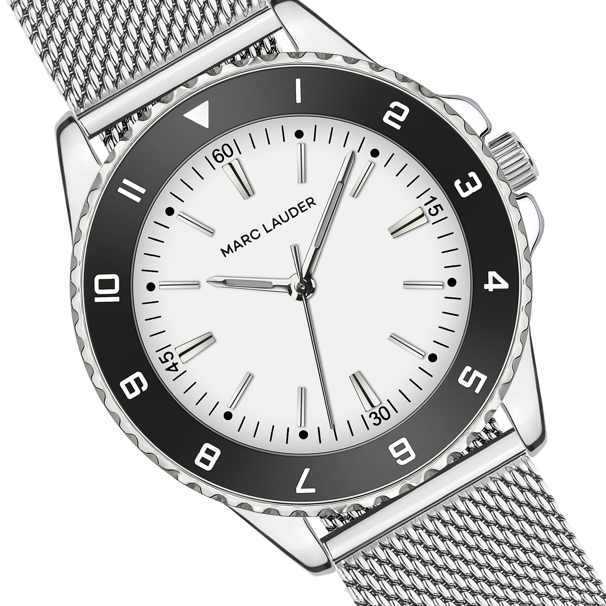 MARC LAUDER Quarzuhr MF4-B010S Seville Silver Mesh
