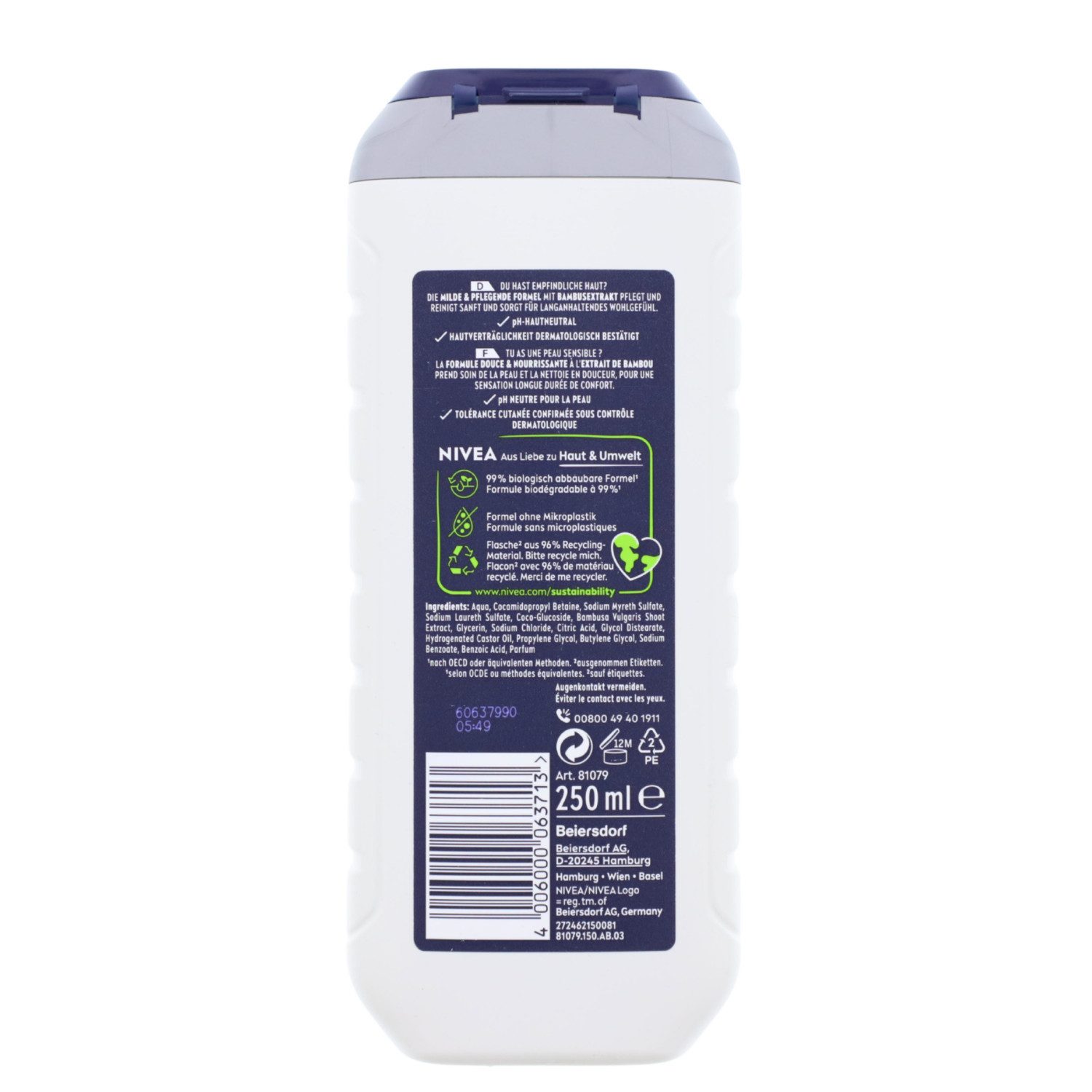 Nivea Duschgel 5 x NIVEA MEN Sensitive Duschgel je 250ml 3in1 Pflegeduscht