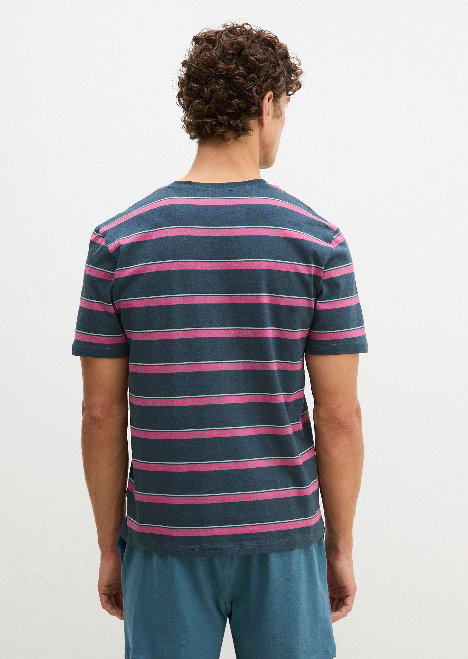 Marc O'Polo Pyjamaoberteil Mix N Match Cotton mit Streifen, Rundhalsausschnitt und kurzen Ärmeln