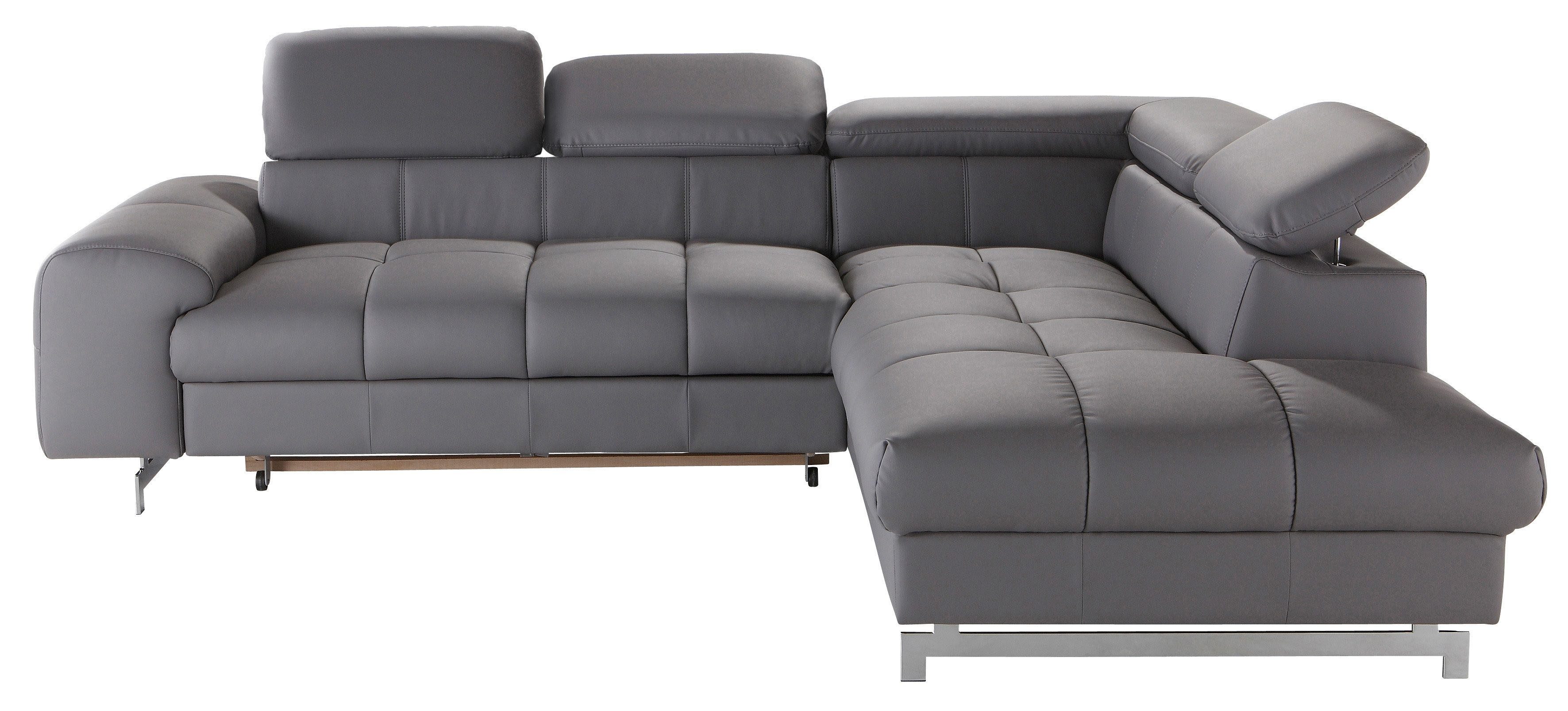 COTTA Ecksofa Chef L-Form, mit Kopfteilverstellung, edle Metallkufen, wahlweise mit Bettfunktion