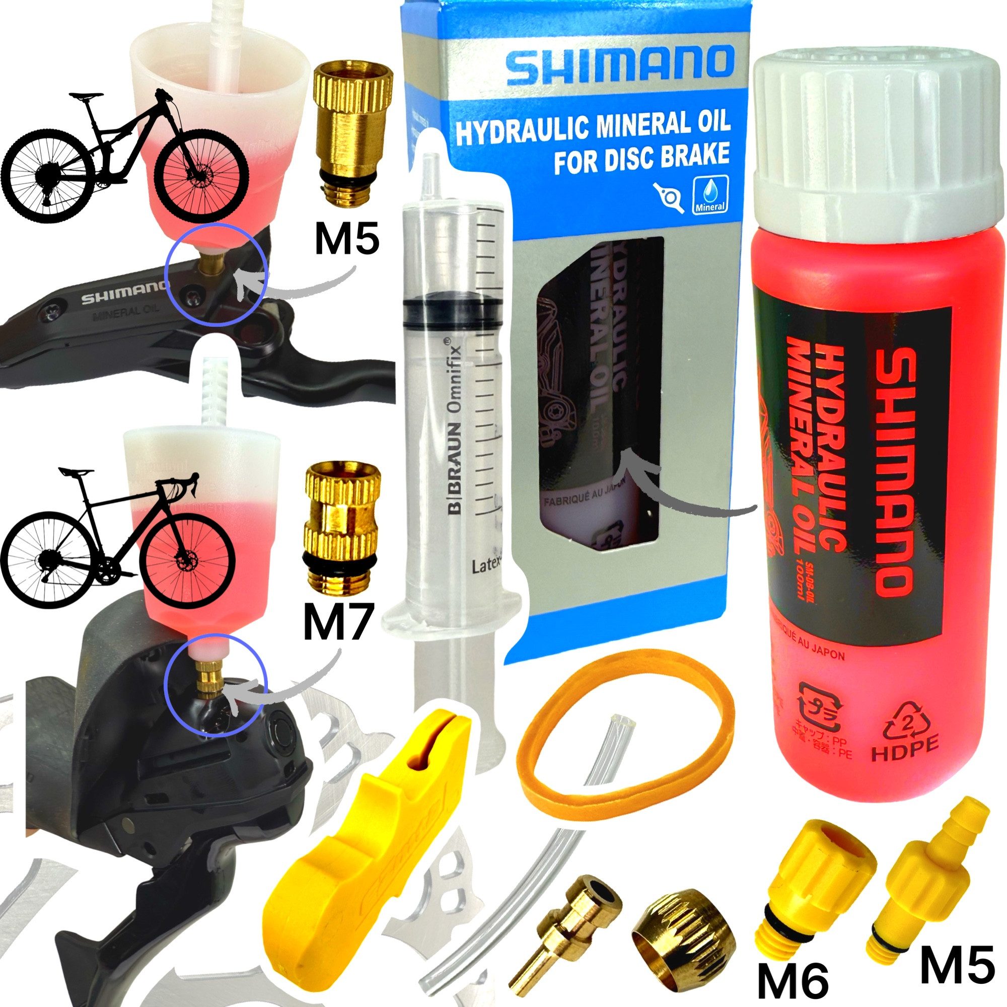Fantic26 Fahrrad-Montageständer Shimano Mineral ÖL Service Entlüftungs Kit MTB Rennrad Trichter M5 M7