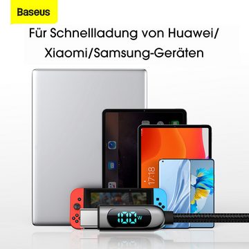 Baseus Schnelllade-Datenkabel mit Digitalanzeige,Typ-C auf Typ-C 100W 2m Smartphone-Kabel, Ein 100W Anzeige-Schnellladekabe