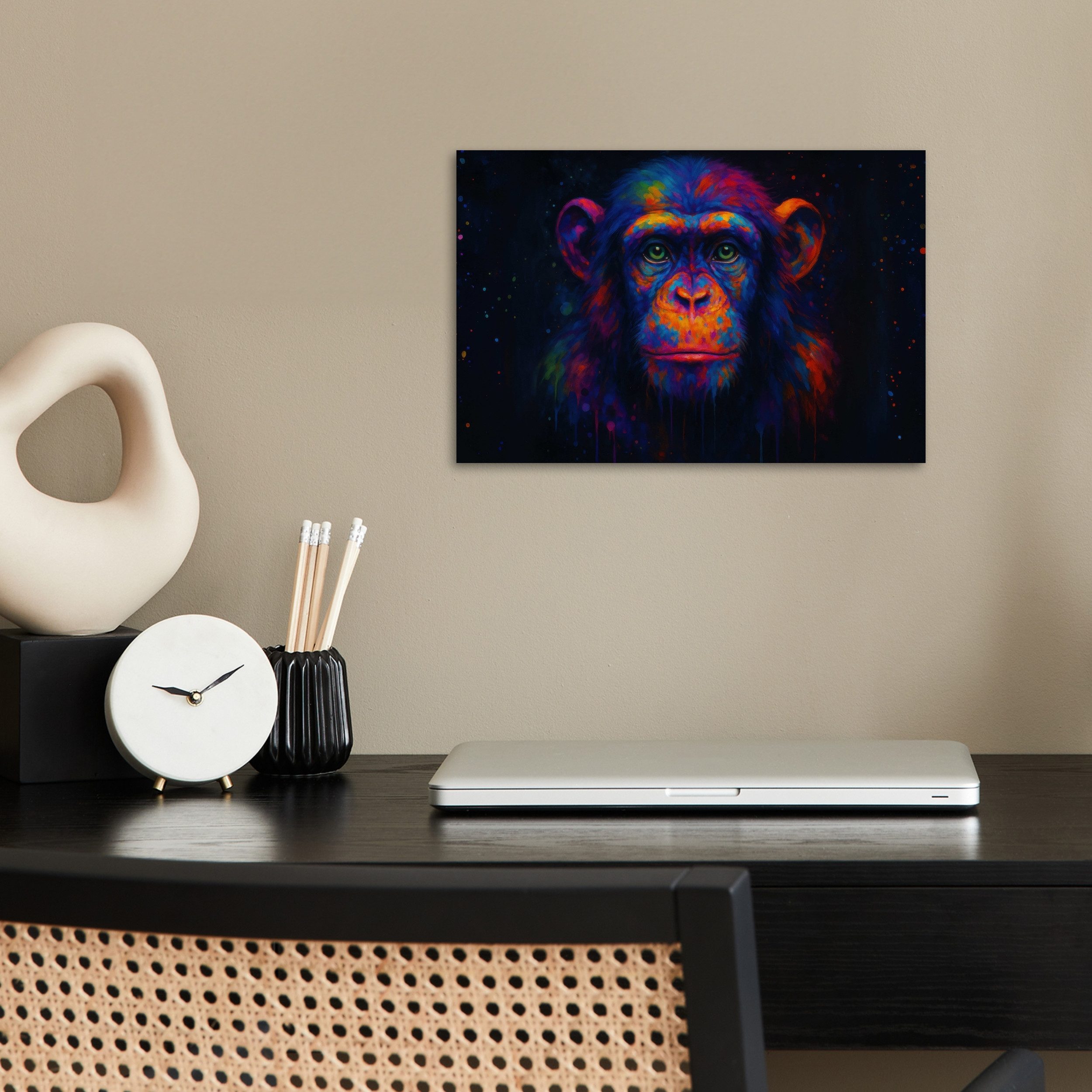 MuchoWow Poster Bunt - Affe - Abstrakt, (1 St), Poster ohne Rahmen, Wandbild, Wandposter, 30x20 cm