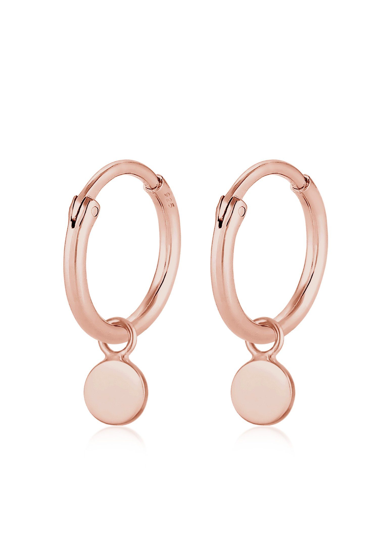 Elli Paar Ohrhänger Creolen Hänger Plättchen Coin 925 Silber, Kreis