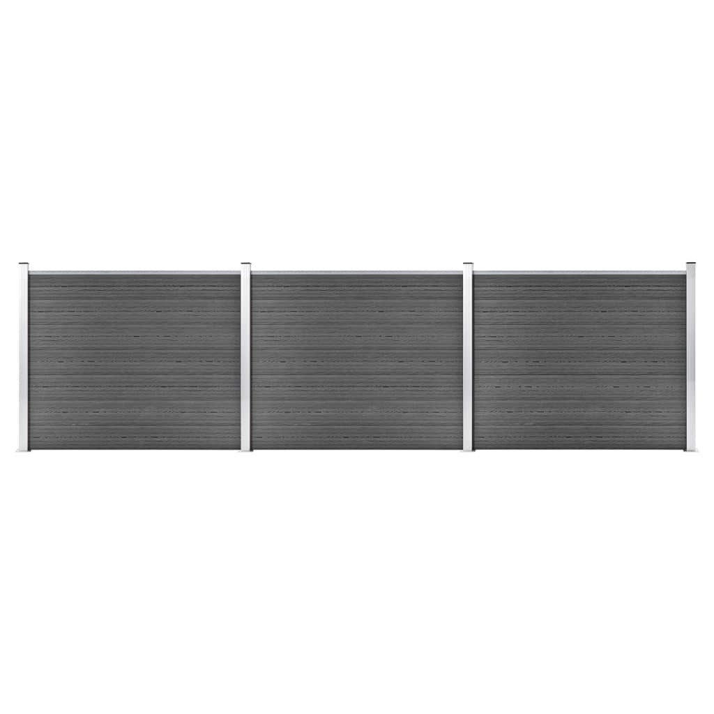 vidaXL Gartenzaun Zaunelement Set WPC 526x146 cm Schwarz, (1-St)