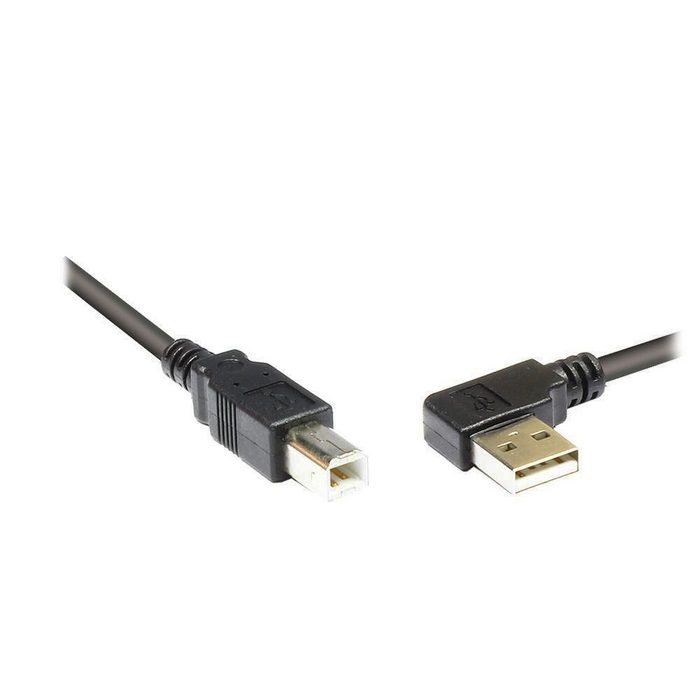 GOOD CONNECTIONS Anschlusskabel USB 2.0 Stecker A gewinkelt an Stecker B schwarz 3m USB-Kabel (3 cm)