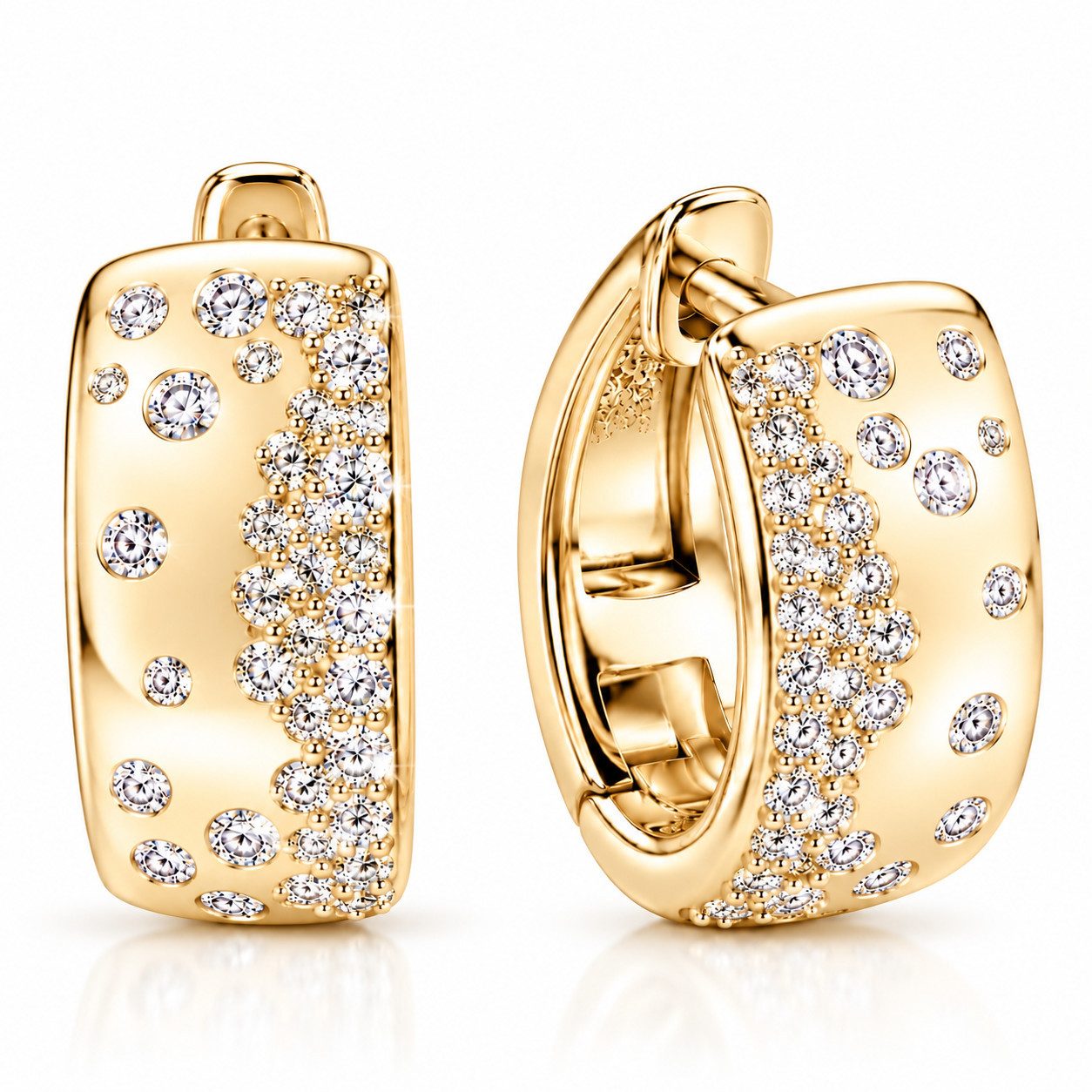 ROUGEMONT Paar Creolen Funkelnde Damen Creolen Ohrringe 925 Silber 18K Gold, Echtschmuck