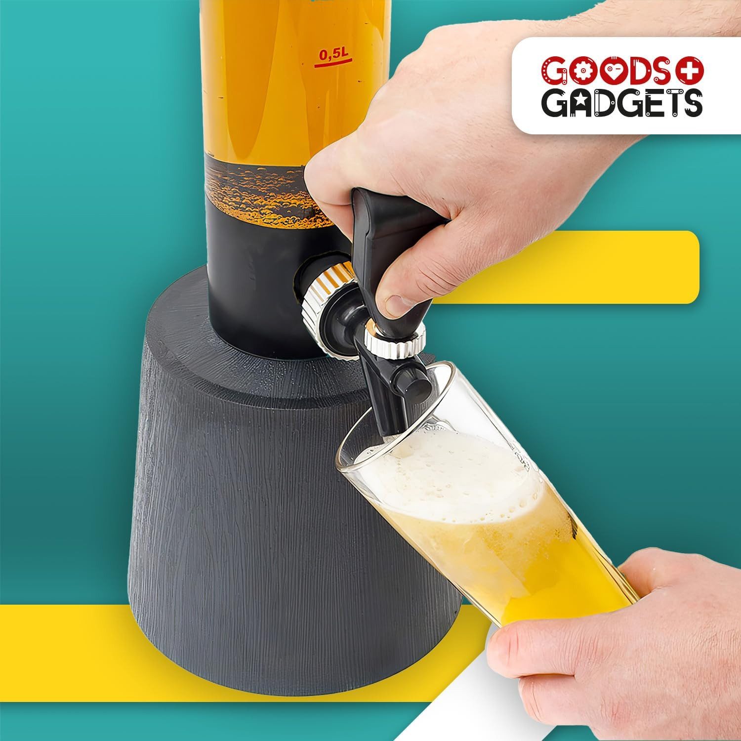 Goods+Gadgets Trinksystem Biersäule mit Zapfhahn Getränkespender Party Fass Bier Tower