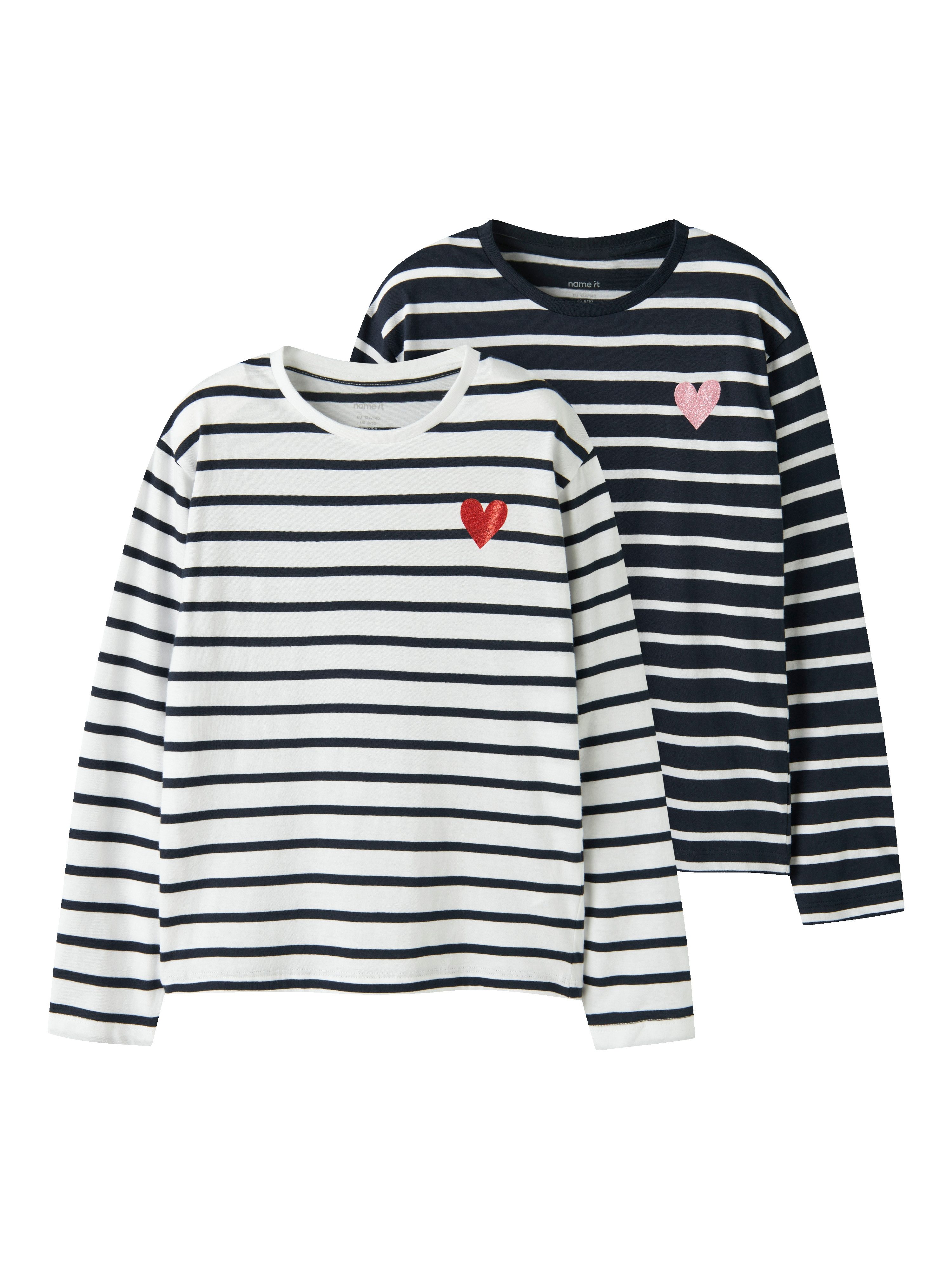 Name It Langarmshirt NKFTOVELINA 2P LS NREG TOP PB (Packung, 2-tlg)