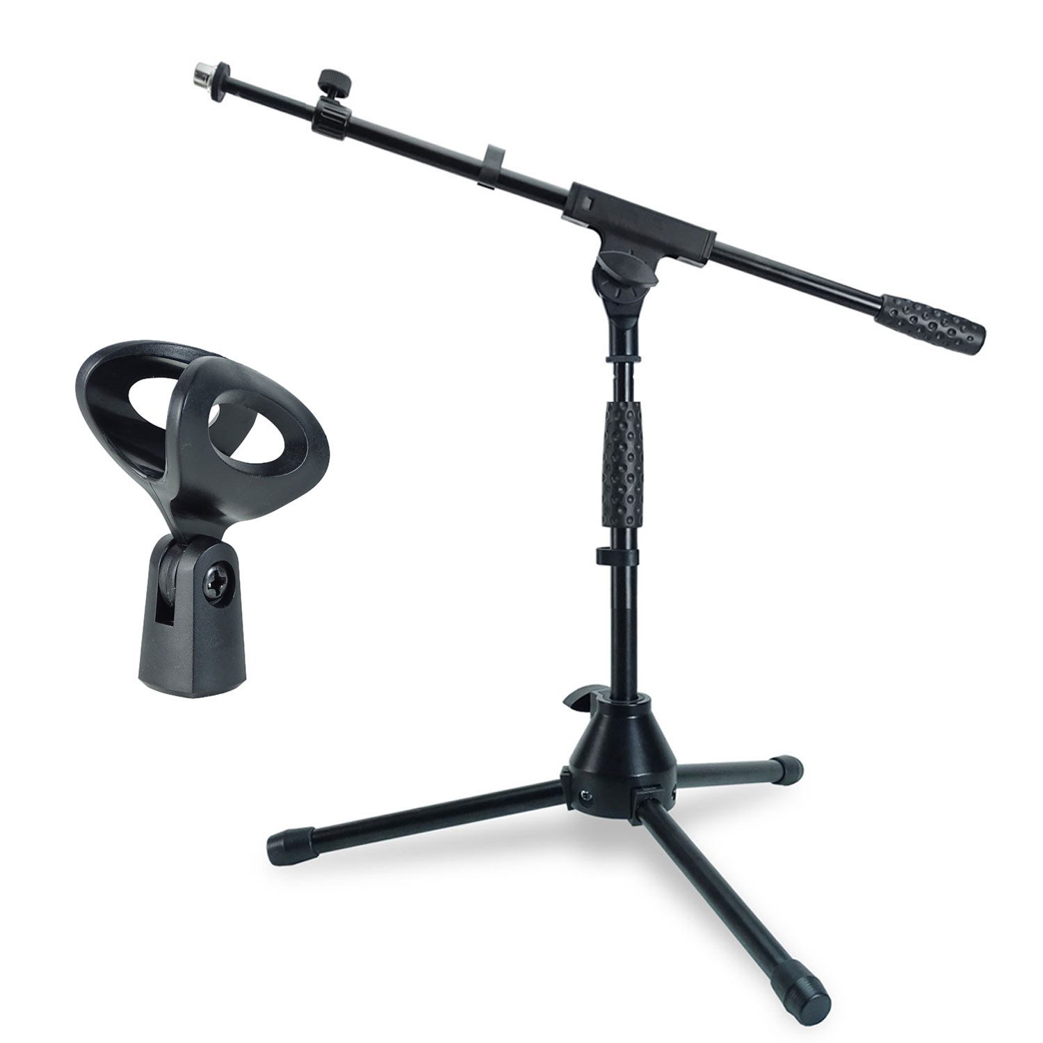 keepdrum Mikrofonständer keepdrum Mikrofonständer MS01T niedriges Stativ mit Mikrofonklammer, (ausziehbar, Mikrofonständer), Kleines Mikrofonstativ mit ausziehbarem Galgen