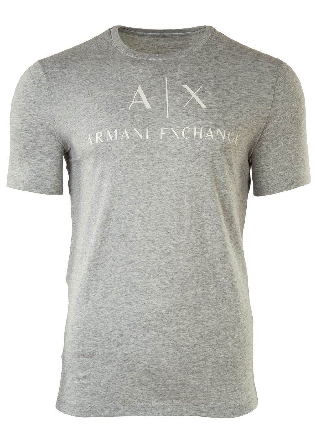 T-Shirt Herren Schriftzug, EXCHANGE Grau Cotton - T-Shirt Rundhals, ARMANI