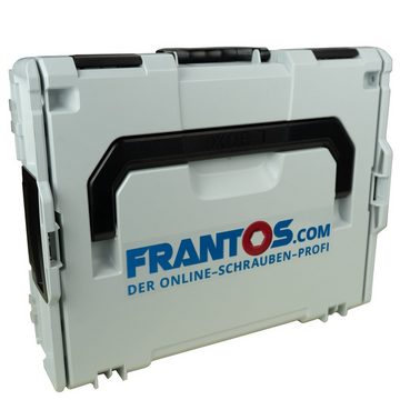 FRANTOS Unterlegscheibe Sicherungsscheiben und Sicherungsringe Sortiment in L-Boxx, M3 bis M10, Edelstahl A2 / Stahl 8.8 verzinkt, Sortimentskoffer 6225tlg.