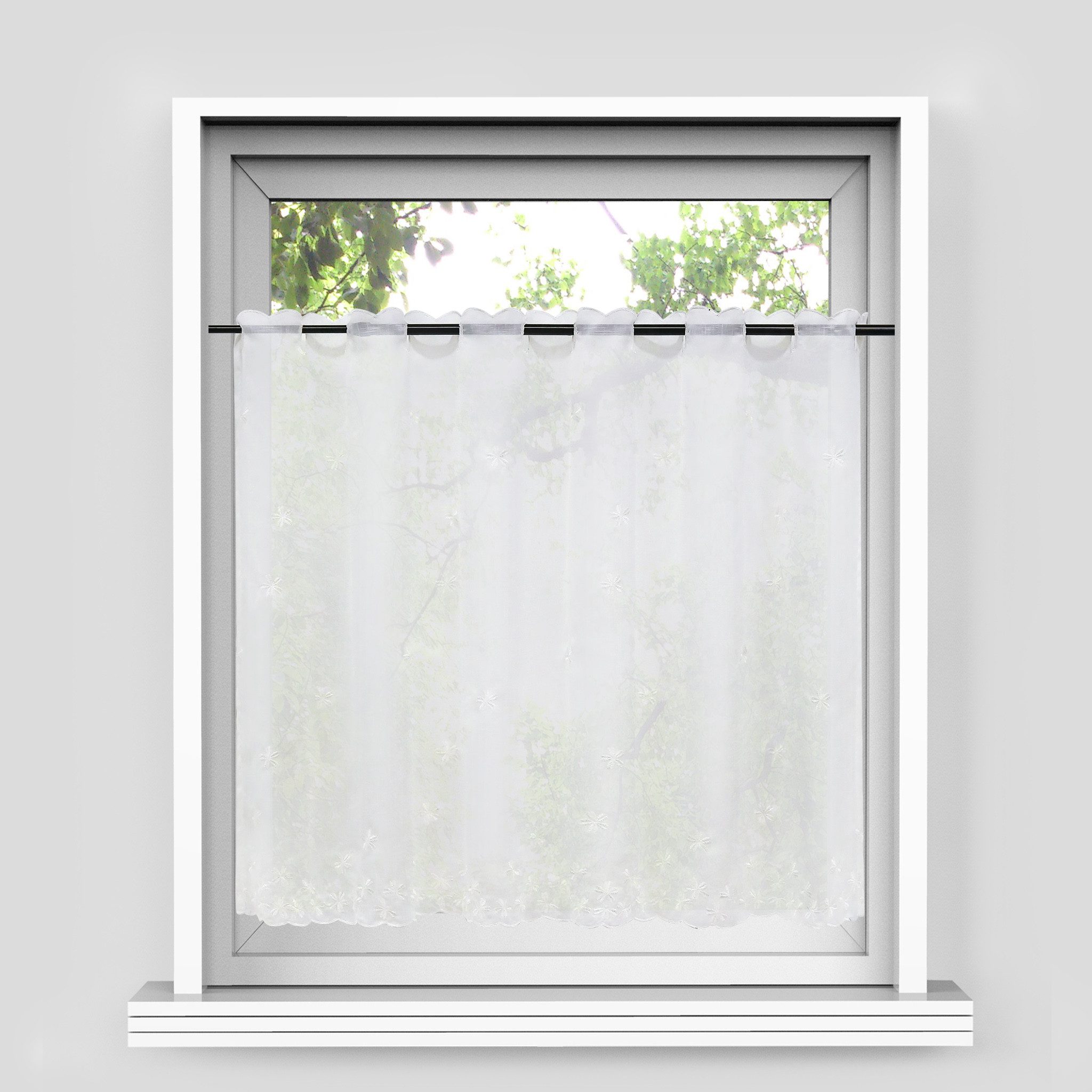 Joyswahl Scheibengardine (1 St), Stangendurchzug, transparent, Stickerei, L günstig online kaufen