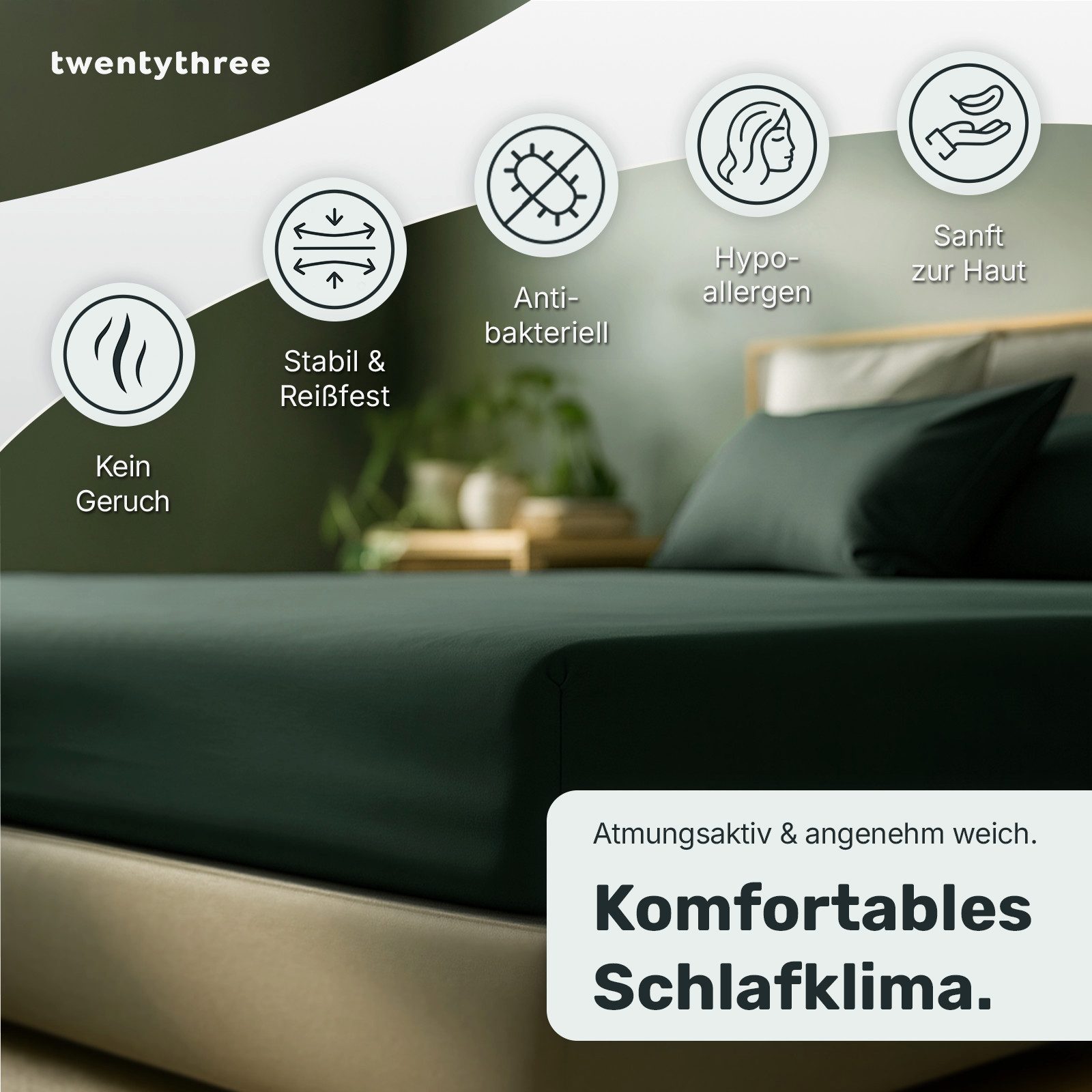 twenty:three® Bettlaken Lyocell Spannbettlaken Forest Green, Lyocell, Atmun günstig online kaufen