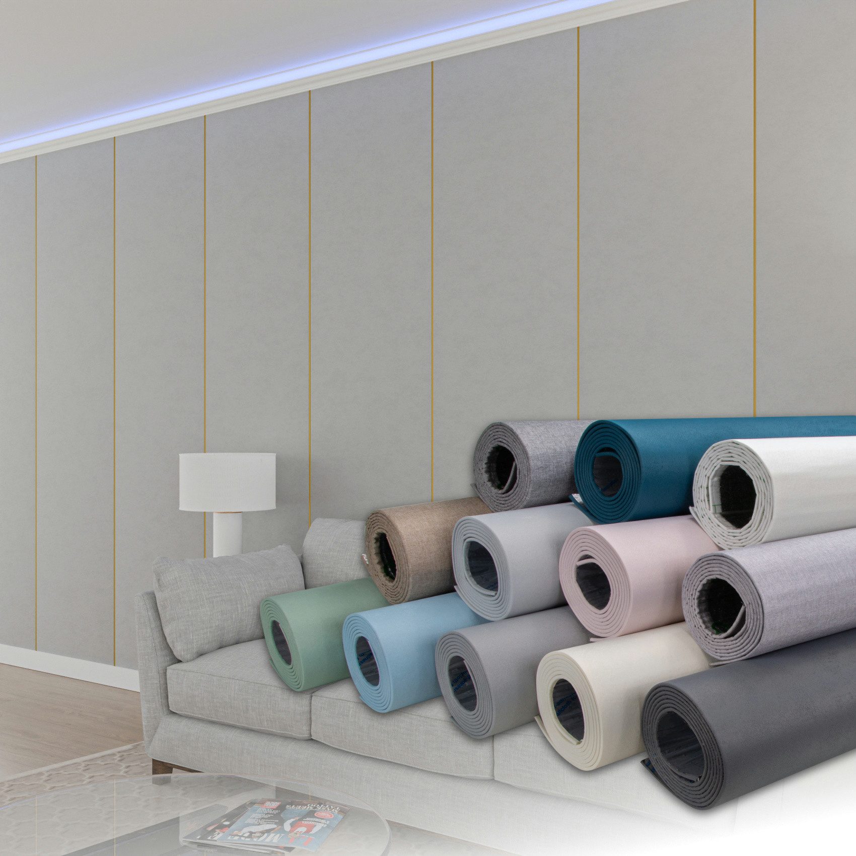 Hexim Isoliertapete, (selbstklebende Isoliertapete 1,82 m² Wandisolierung 280x65cm schalldämmend 4mm dekorativ 2in1 Tapete Dämmung Isoliereffekt (1 Rolle Nebelgrau, hellgrau Zementstruktur)