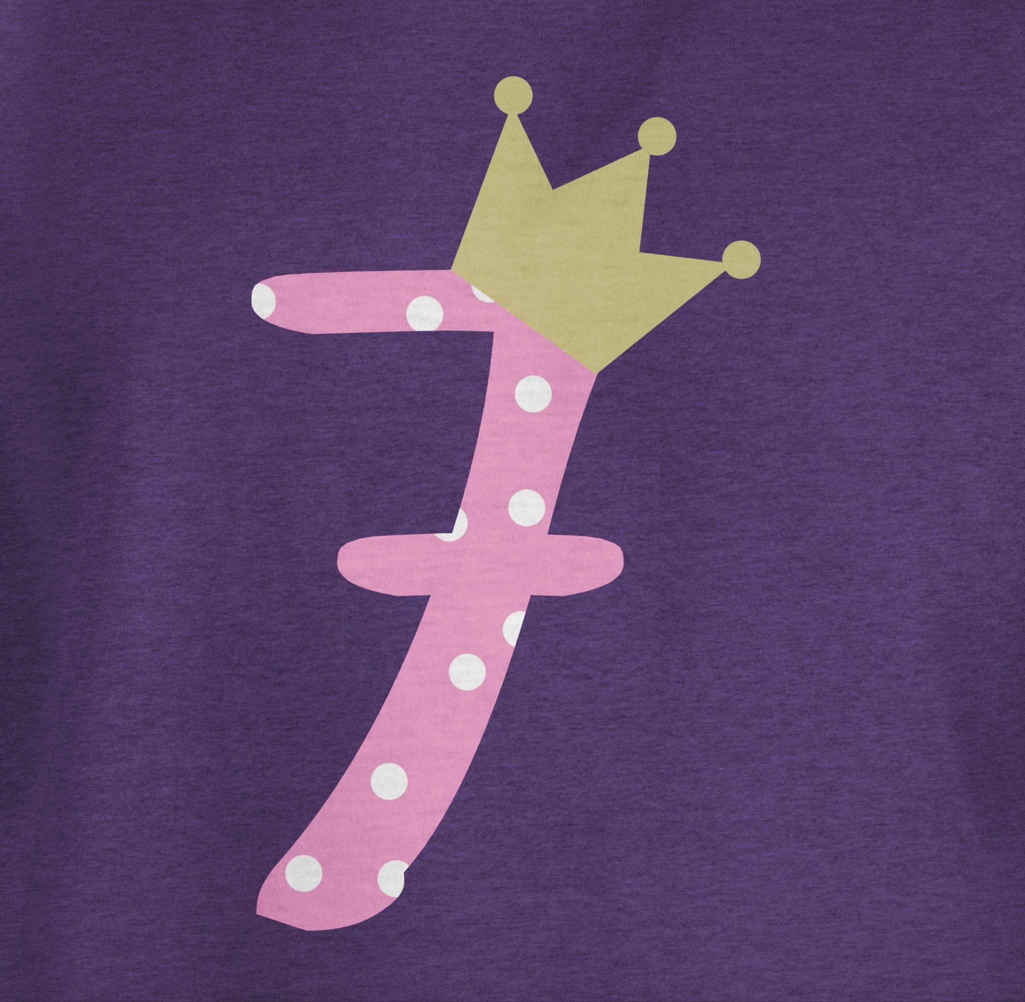 Mädchen Krone 2 T-Shirt Geburtstag Shirtracer Sieben Lila Meliert 7. Siebter