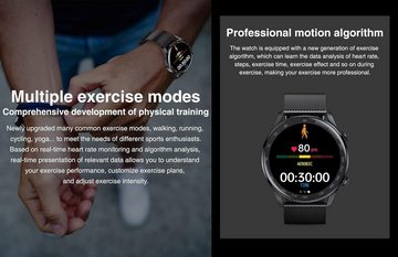 Aliwisdom Smartwatch (1,36 Zoll, Android iOS), Wasserdicht Fitness Tracker für iOS Android Mit Bluetooth telefonieren