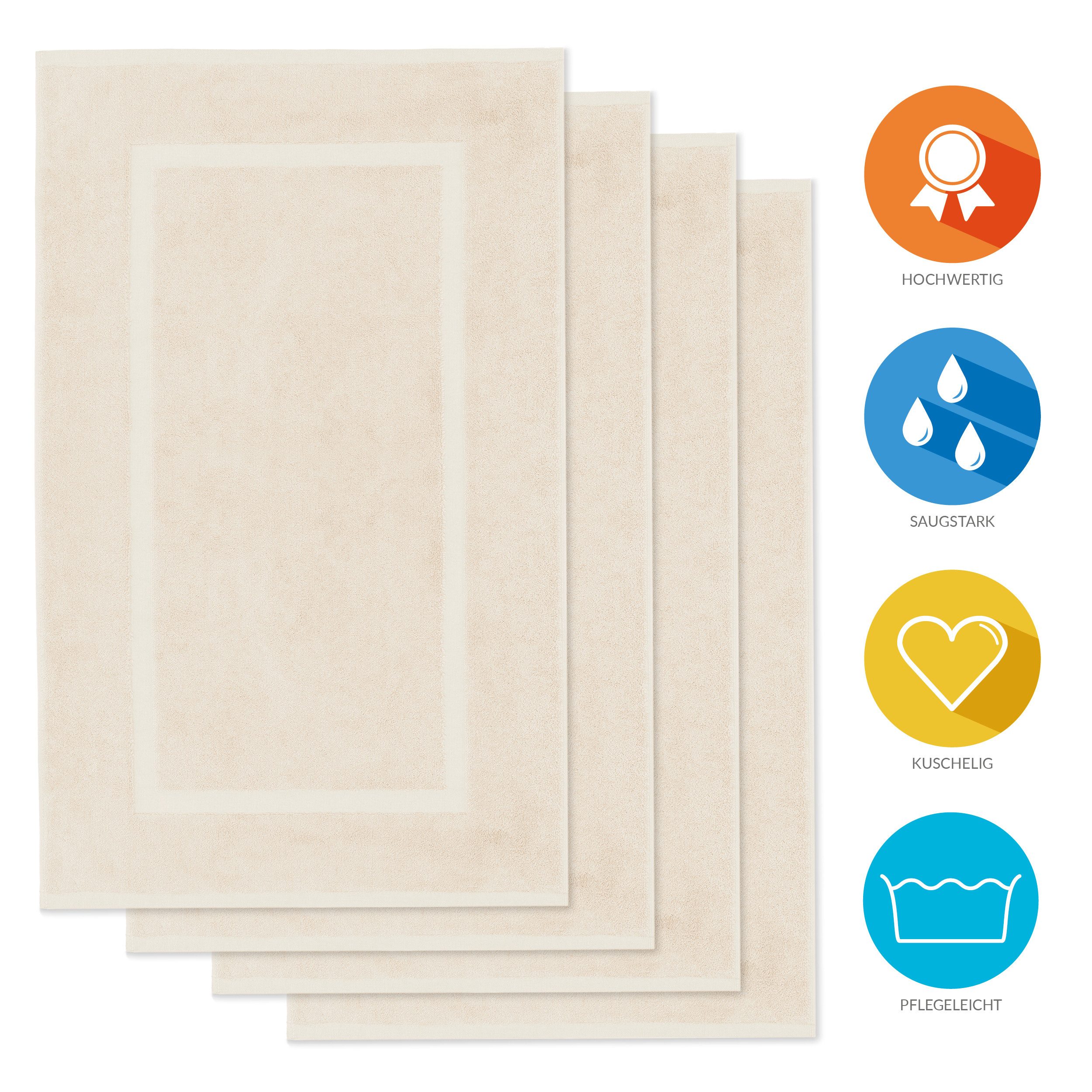 Lavea Badematte 4er Set Badeteppiche Elena Frottee 50x80 cm Badvorleger, 10 günstig online kaufen
