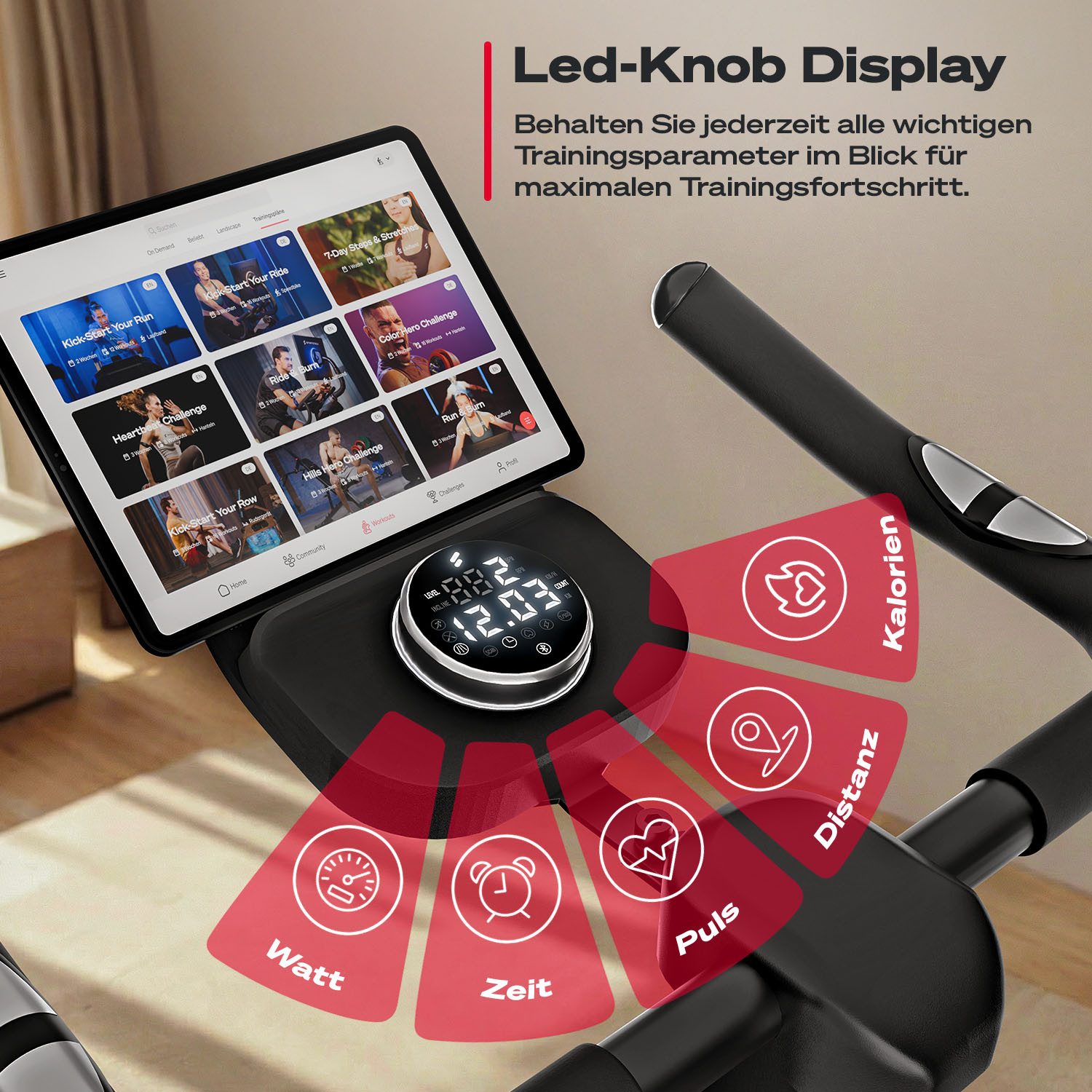 Sportstech Speedbike SX175, LED Knob-Display, Handpulssensoren, 4 kg Schwungrad – Bild 4 von 5