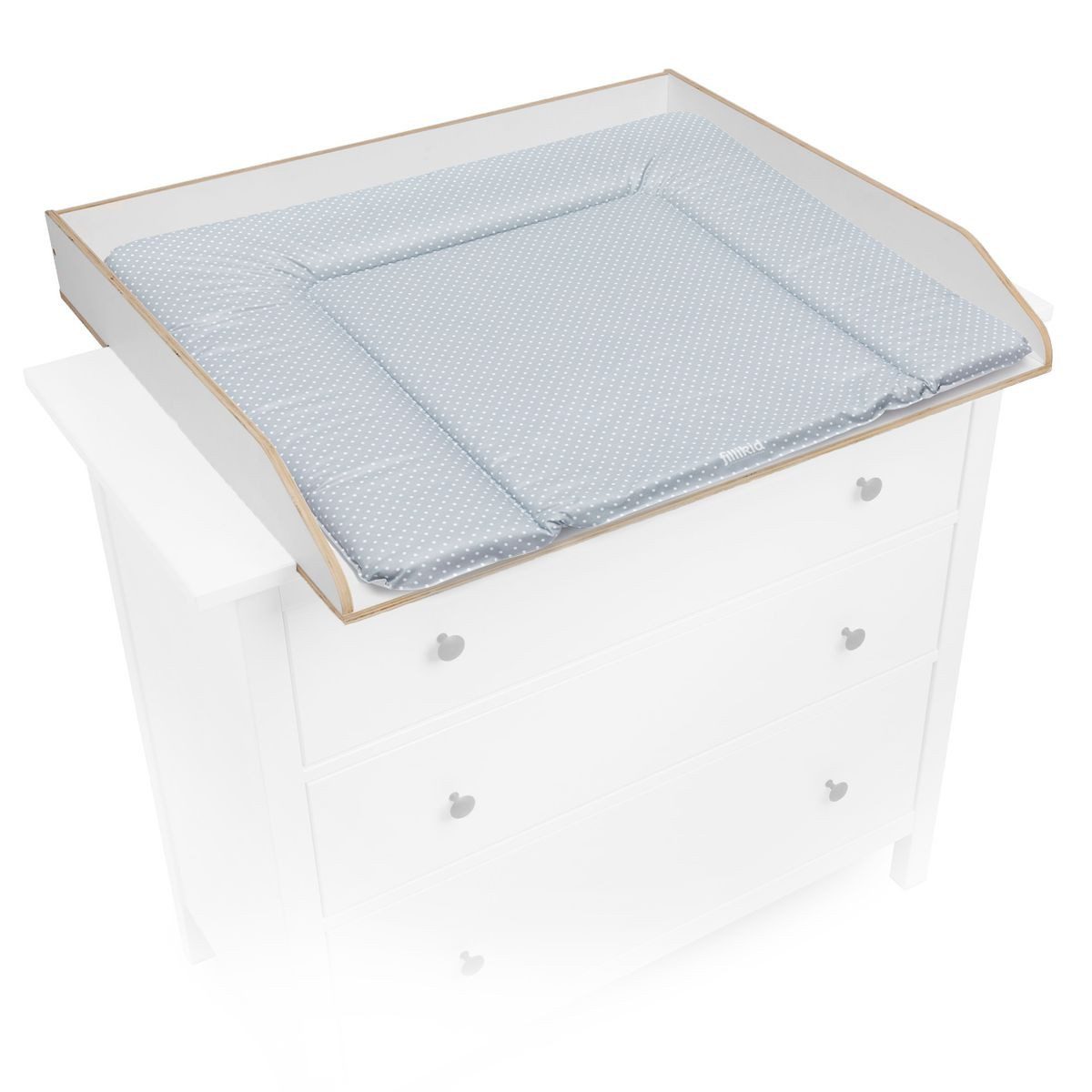 jonka Wickelaufsatz Weiß Grau, Wickel-Set für IKEA Hemnes Kommode inkl. Wickelaufsatz & Wickelauflage