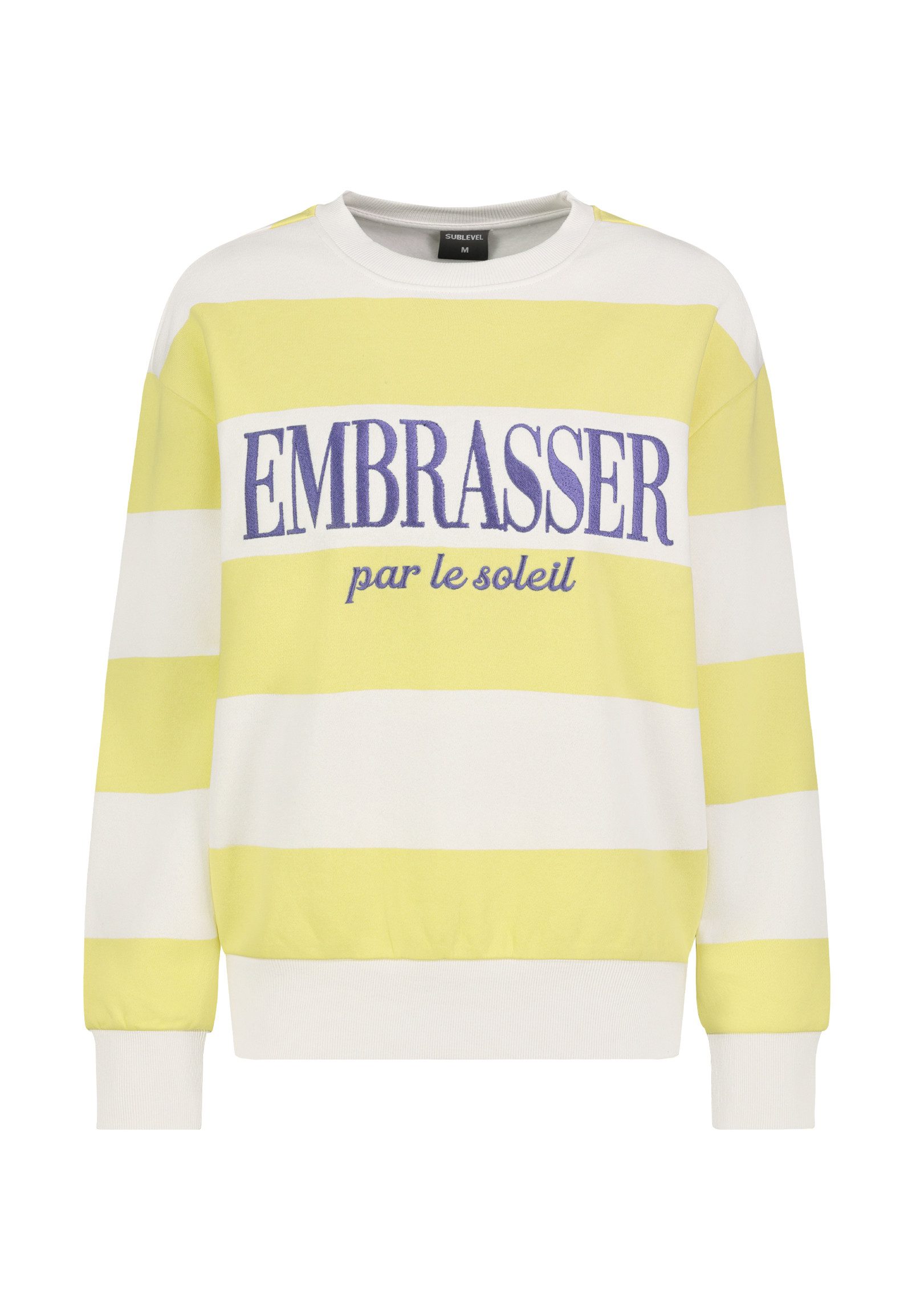 SUBLEVEL Sweatshirt Damen Pullover langarm bestickt mit Streifen Sweater, Sweatpullover