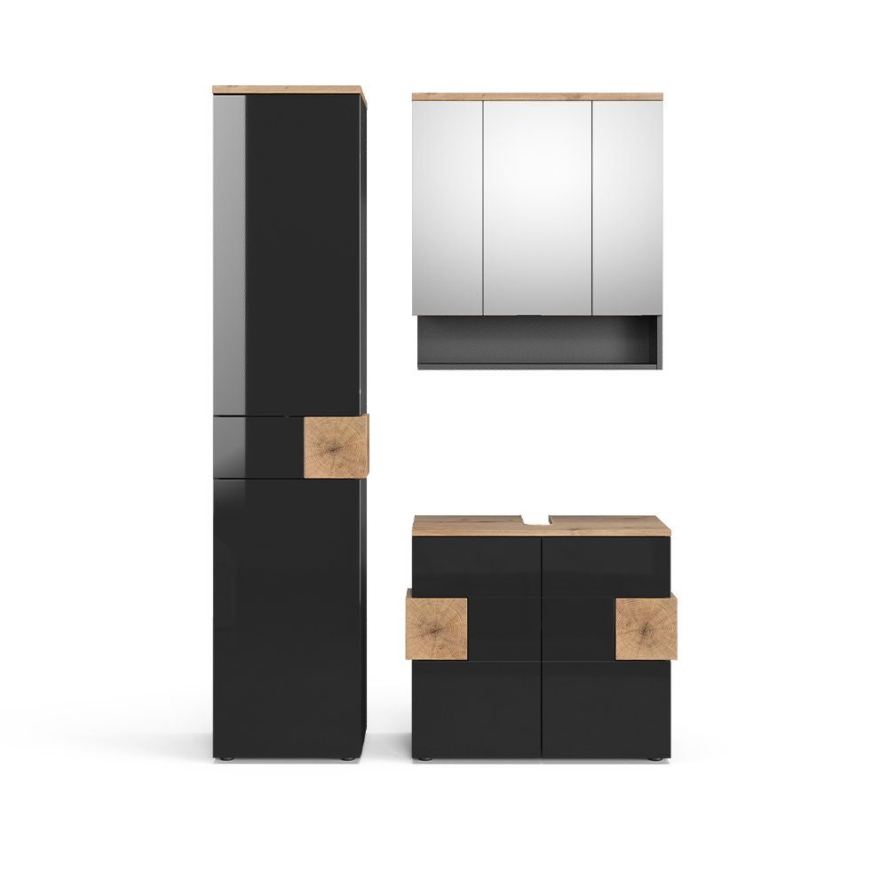 Vicco Badmöbel-Set Eden, Anthrazit/Artisan-Eiche, 3 Teile, günstig online kaufen
