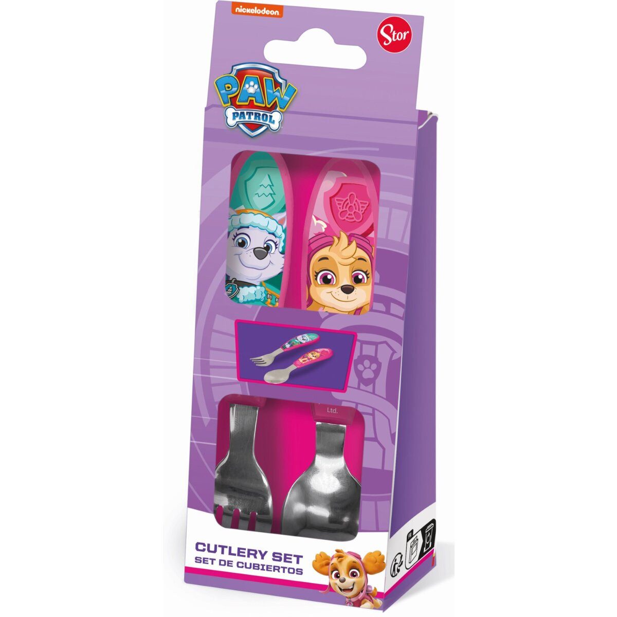 PAW PATROL Kinderbesteck Paw Patrol Girl Superpowers Metall-Ergo-Besteckset, 2-tlg. (2-tlg), Edelstahl