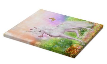 Posterlounge Leinwandbild Dolphins DreamDesign, Einhorn Lächeln, Mädchenzimmer Digitale Kunst