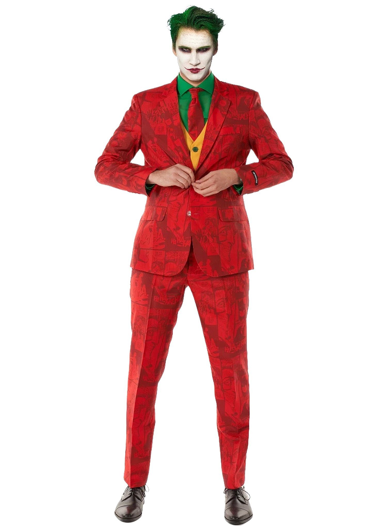 SuitMeister Partyanzug Scarlet Joker Kostüm Anzug - Karneval Halloween, Sorgt für ein bleibendes Lächeln: cooler Anzug für schräge Schurken