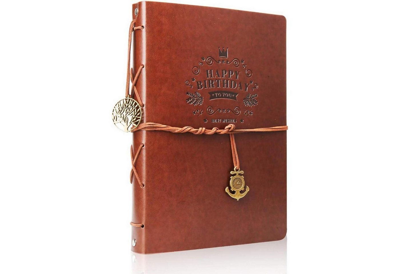 LuxusKollektion Fotoalbum Fotoalbum Leder Scrapbook Gästebuch Groß(27,5x20,5CM) Happy Birthday