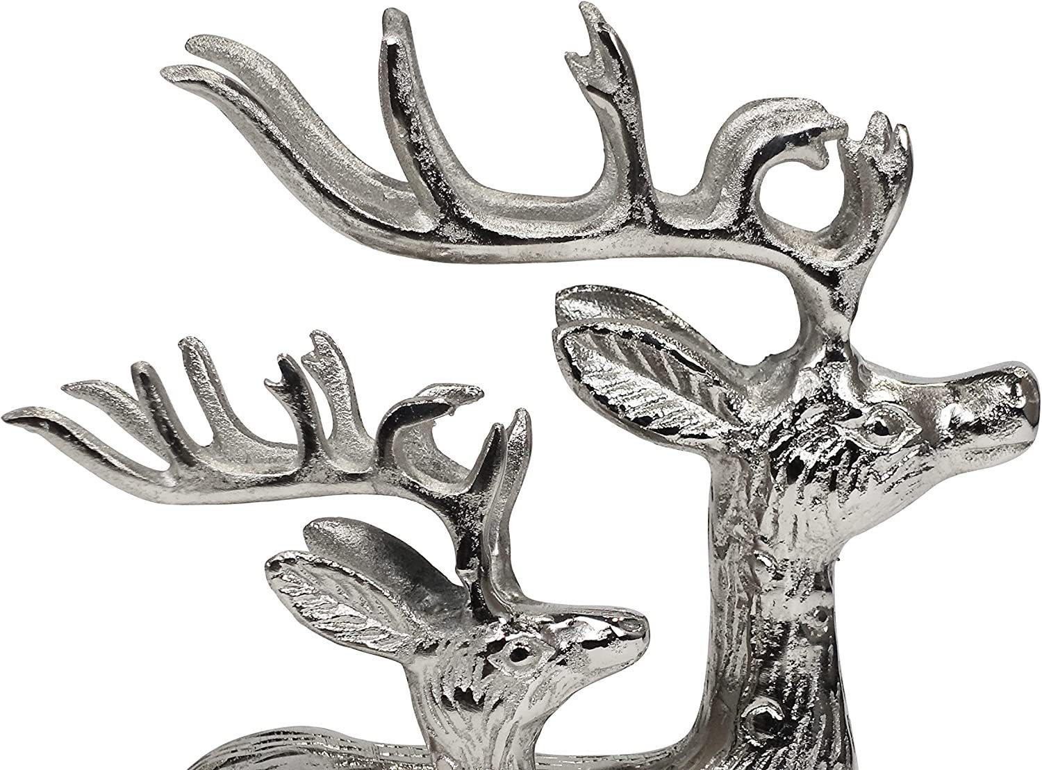 MichaelNoll Dekofigur Hirsch 2er Set - Liegend - Rentier Aluminium Silber Statue Dekofigur